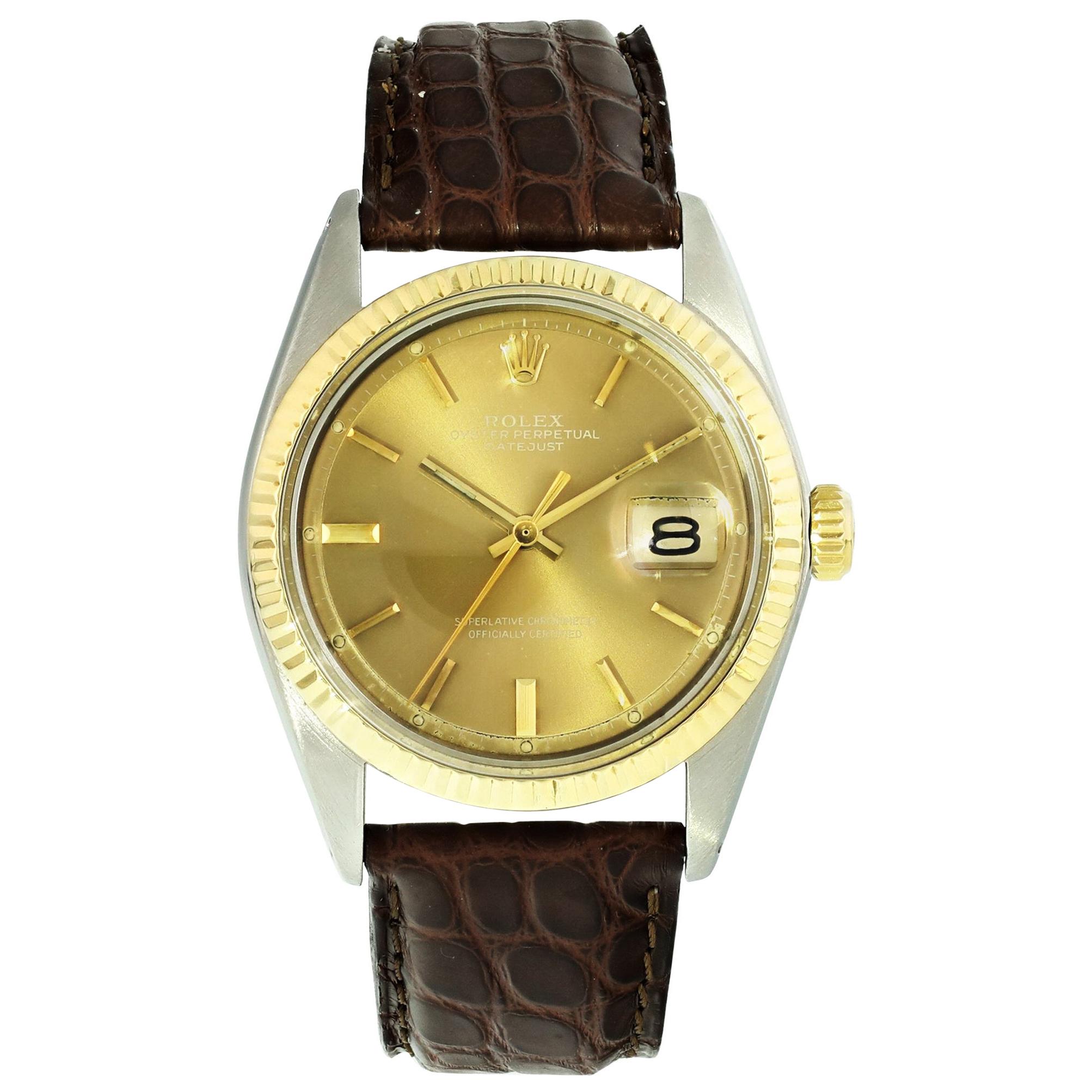 Vintage Rolex Datejust 1601 Two-Tone Men's Watch For Sale