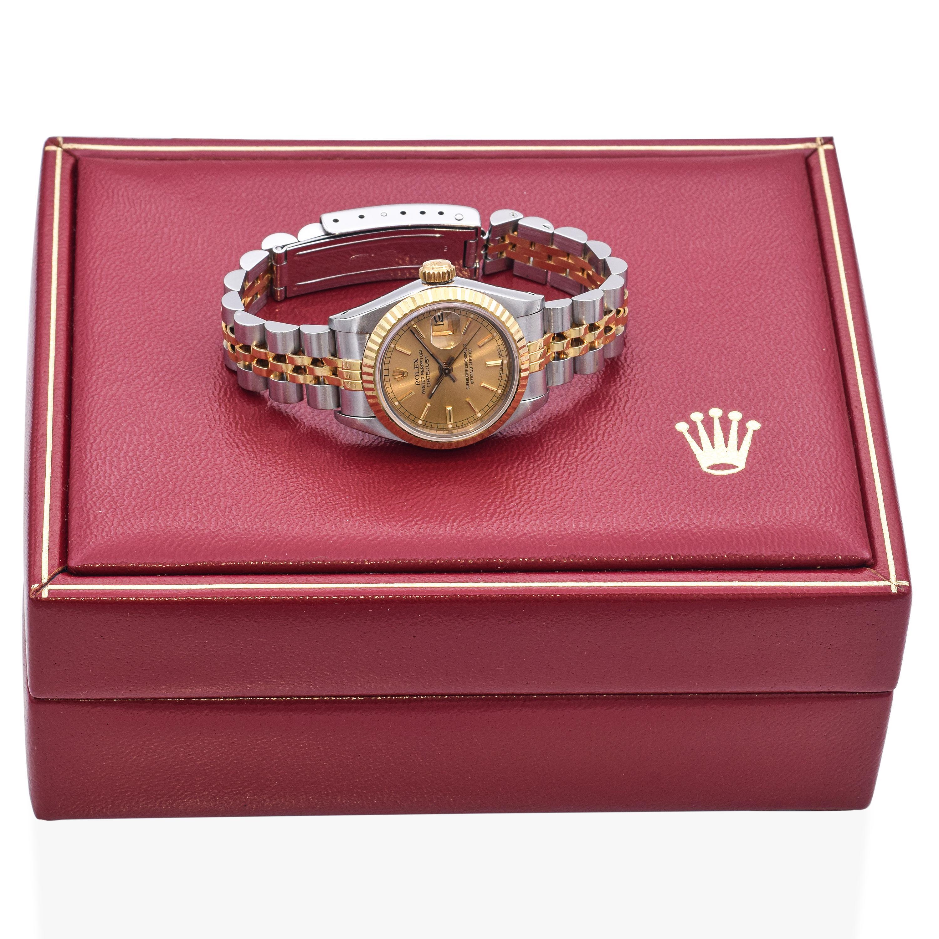 Women's or Men's Vintage Rolex Datejust 18K Gold/Steel Women's Watch Ref 69173