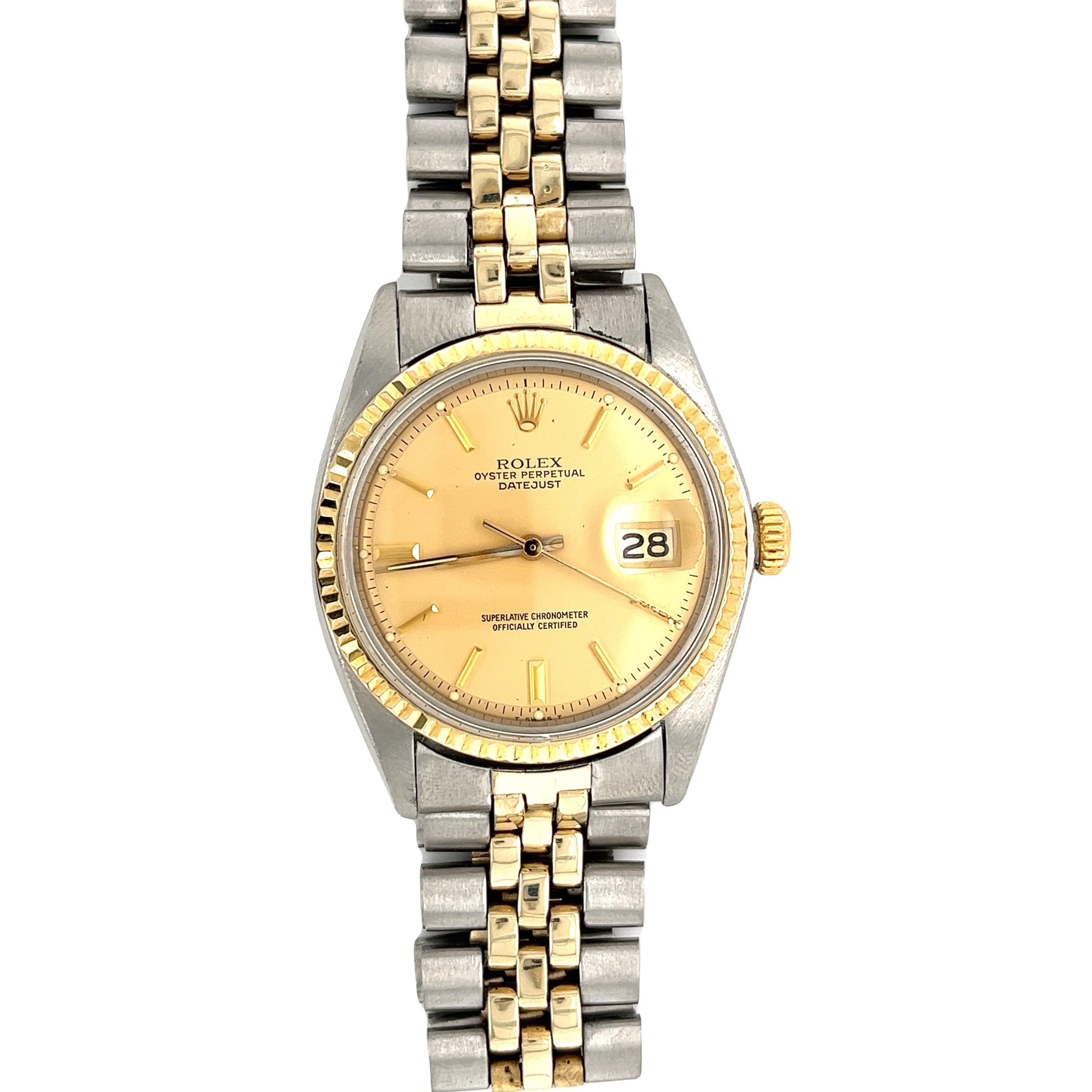 Vintage Rolex Datejust Two Tone Watch with Jubilee Bracelet In Good Condition For Sale In Miami, FL
