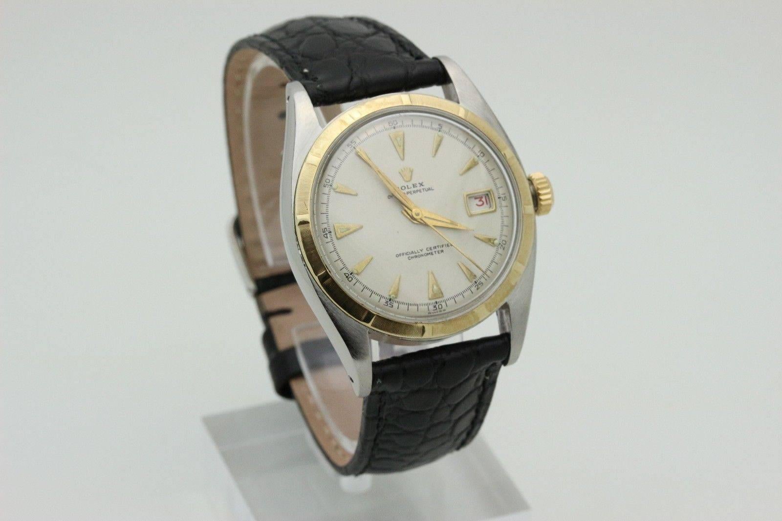 Vintage Rolex Datejust 6105 Bubble Back Ovettone 18 Karat Gold and Stainless 1