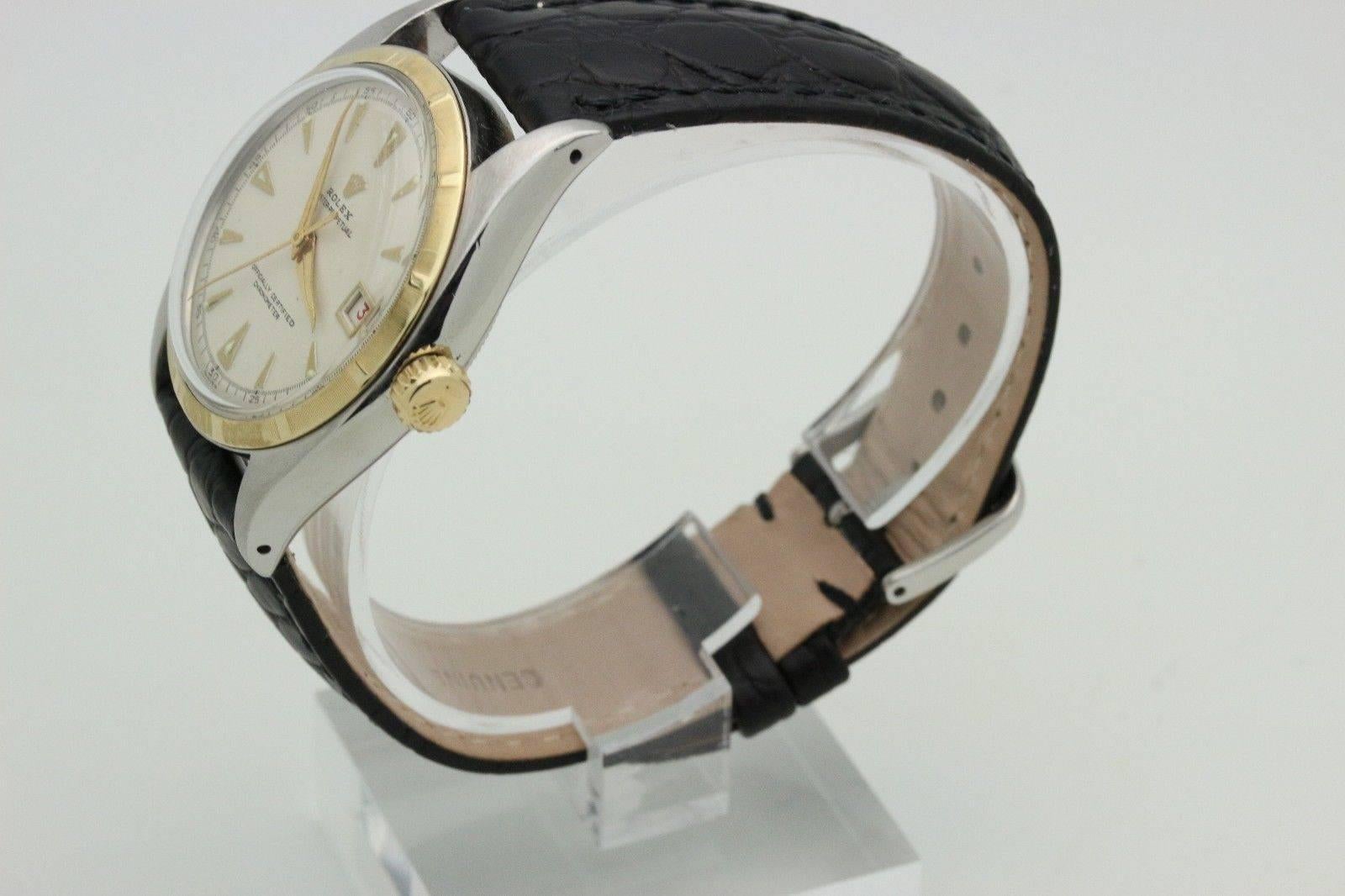 Vintage Rolex Datejust 6105 Bubble Back Ovettone 18 Karat Gold and Stainless 2