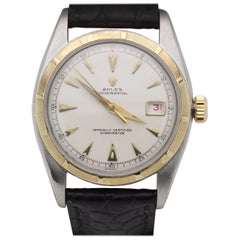 Vintage Rolex Datejust 6105 Bubble Back Ovettone 18 Karat Gold and Stainless