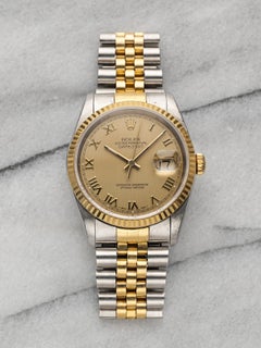 Vintage Rolex Datejust 80s Ref 16233 Automatic Gold Two Tone Champagne