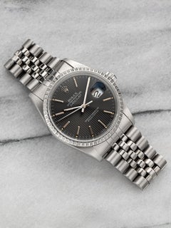 Vintage Rolex Datejust 90s Ref 16220 Grey Tapestry Dial Quickset Date 36mm.