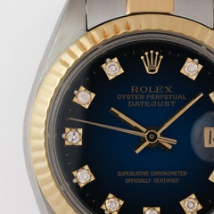 Vintage Rolex DateJust Model 6917 Blue Vignette Stainless 18 Karat Service Card