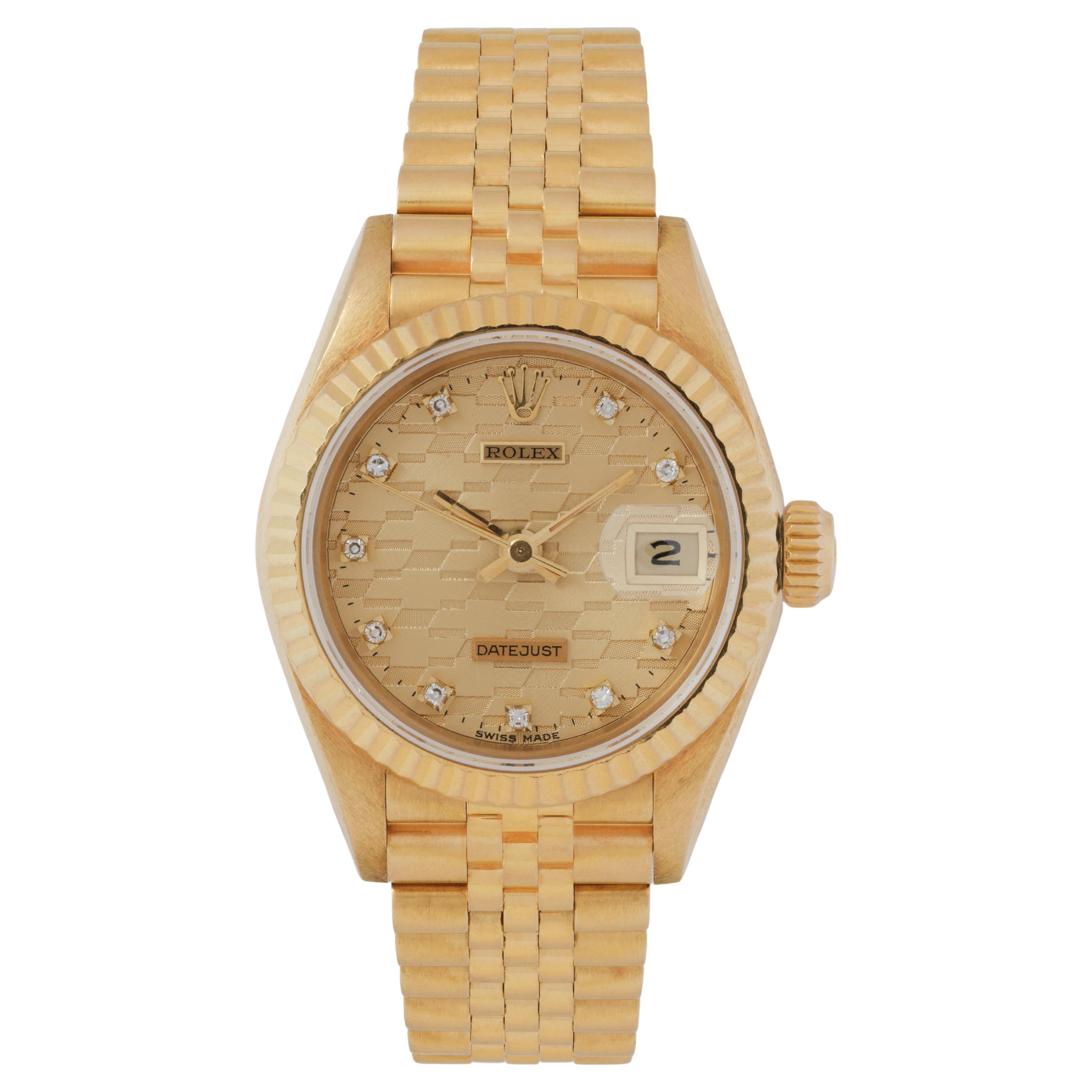 Vintage Rolex DateJust Model 69178 18 Karat Yellow Gold rare Chevrolet Dial Box For Sale
