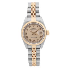 Rolex Datejust No Holes 18K Gold Stahl-Champagner-Zifferblatt 69173