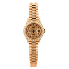 Vintage Rolex Datejust Presidential Diamond Ruby 18K Gold Watch