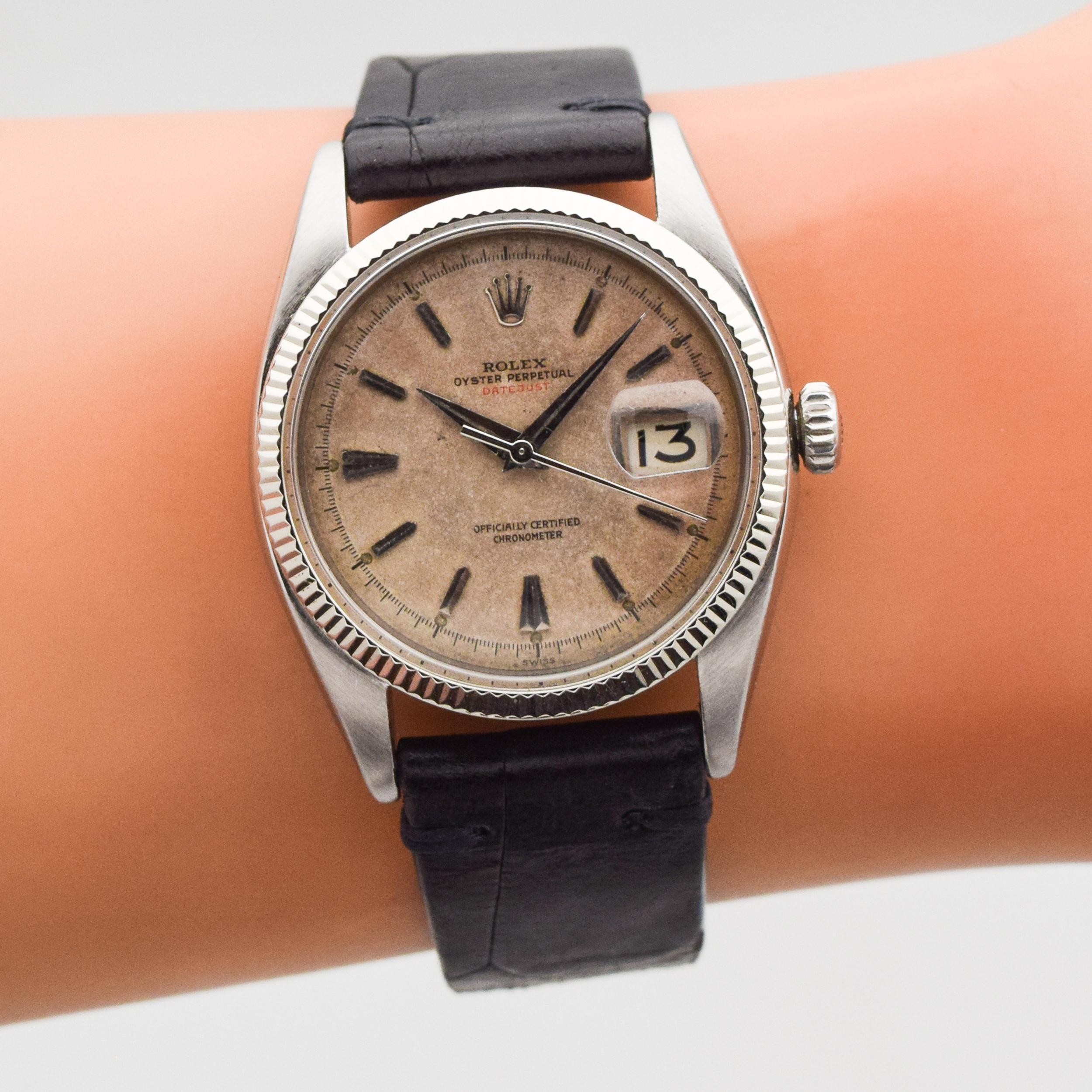 Vintage Rolex Datejust Red Ovettone Reference 6305-1 Watch, 1954 3