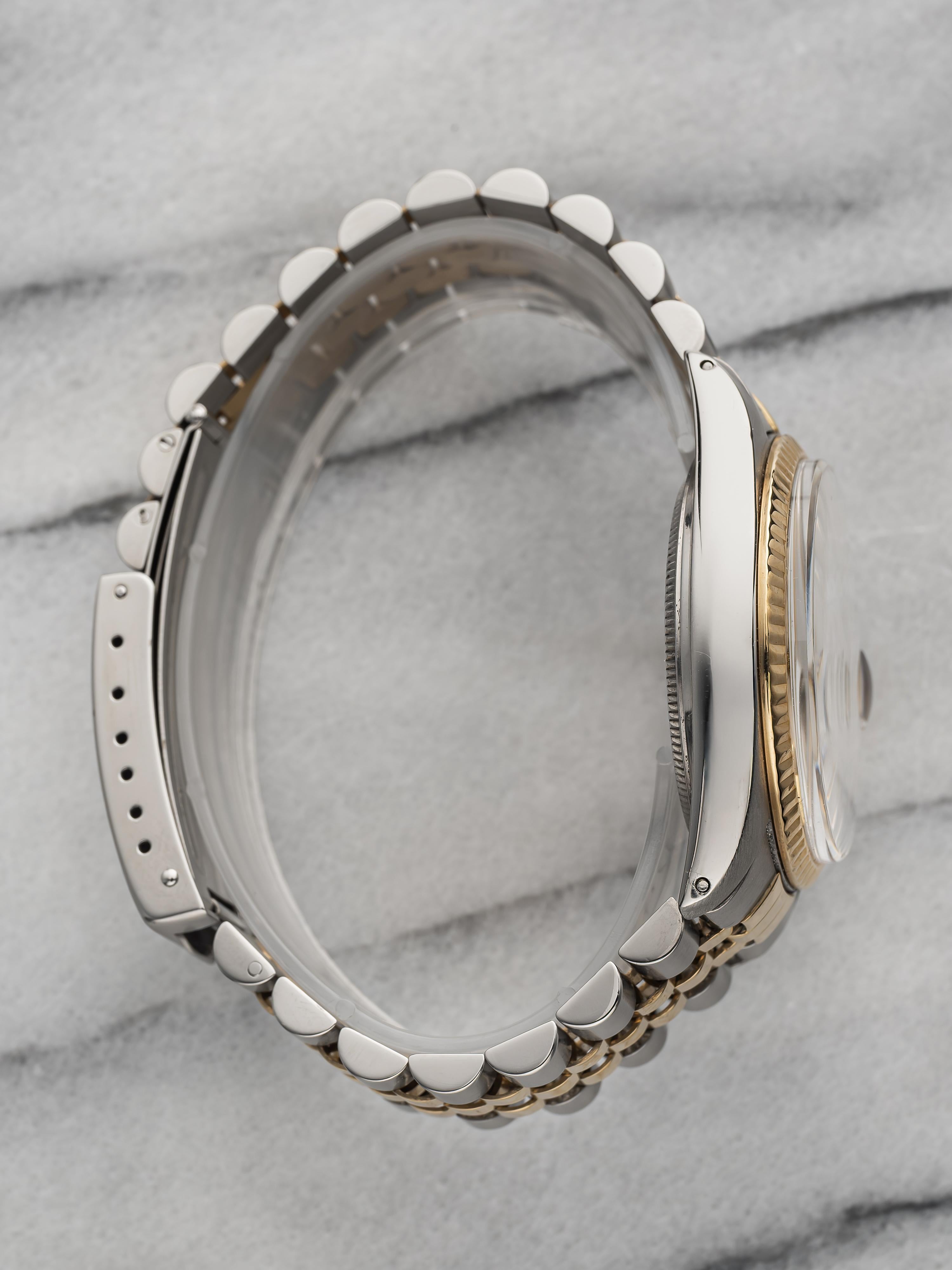 Vintage Rolex Datejust Ref 16013 80s Champagne Linen Dial 36mm Two Tone Case. en venta 1