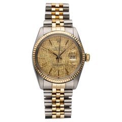 Vintage Rolex Datejust Ref 16013 80s Champagne Linen Dial 36mm Two Tone Case. Vintage Rolex Datejust Ref 16013 80s Champagne Linen Dial 36mm Two Tone Case.