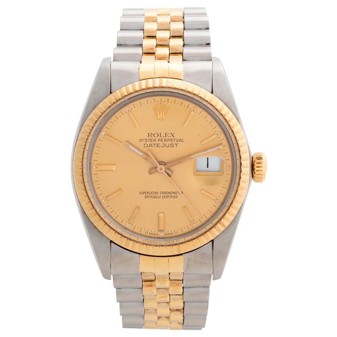 Vintage Rolex Datejust, Ref 16013, Complete Set, with Champagne Dial