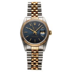 Vintage Rolex Datejust Ref 16233 90s Blue Dial Two Tone 36mm Case Papers.