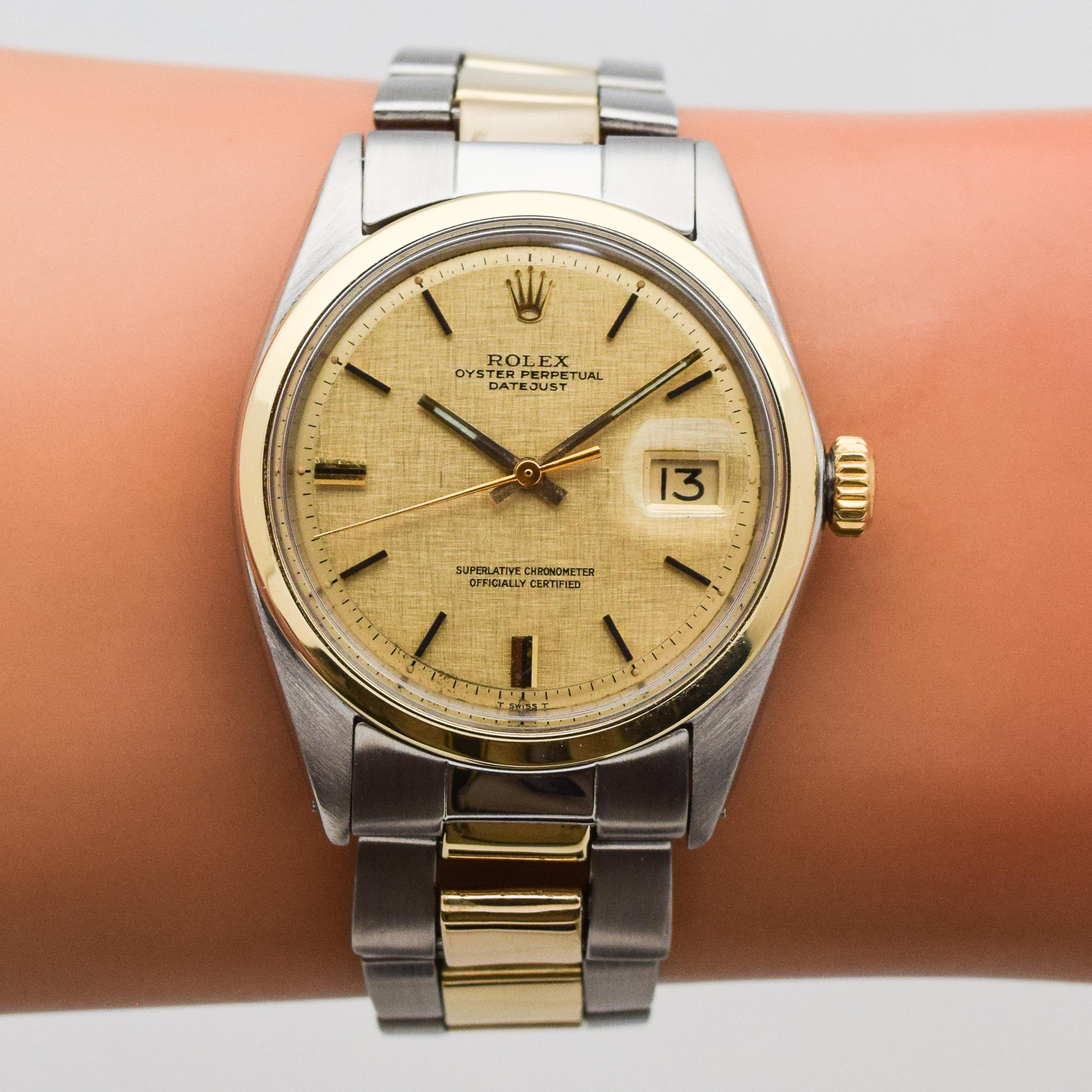 Vintage Rolex Datejust Reference 1600 14 Karat Gold and Stainless Steel, 1968 1