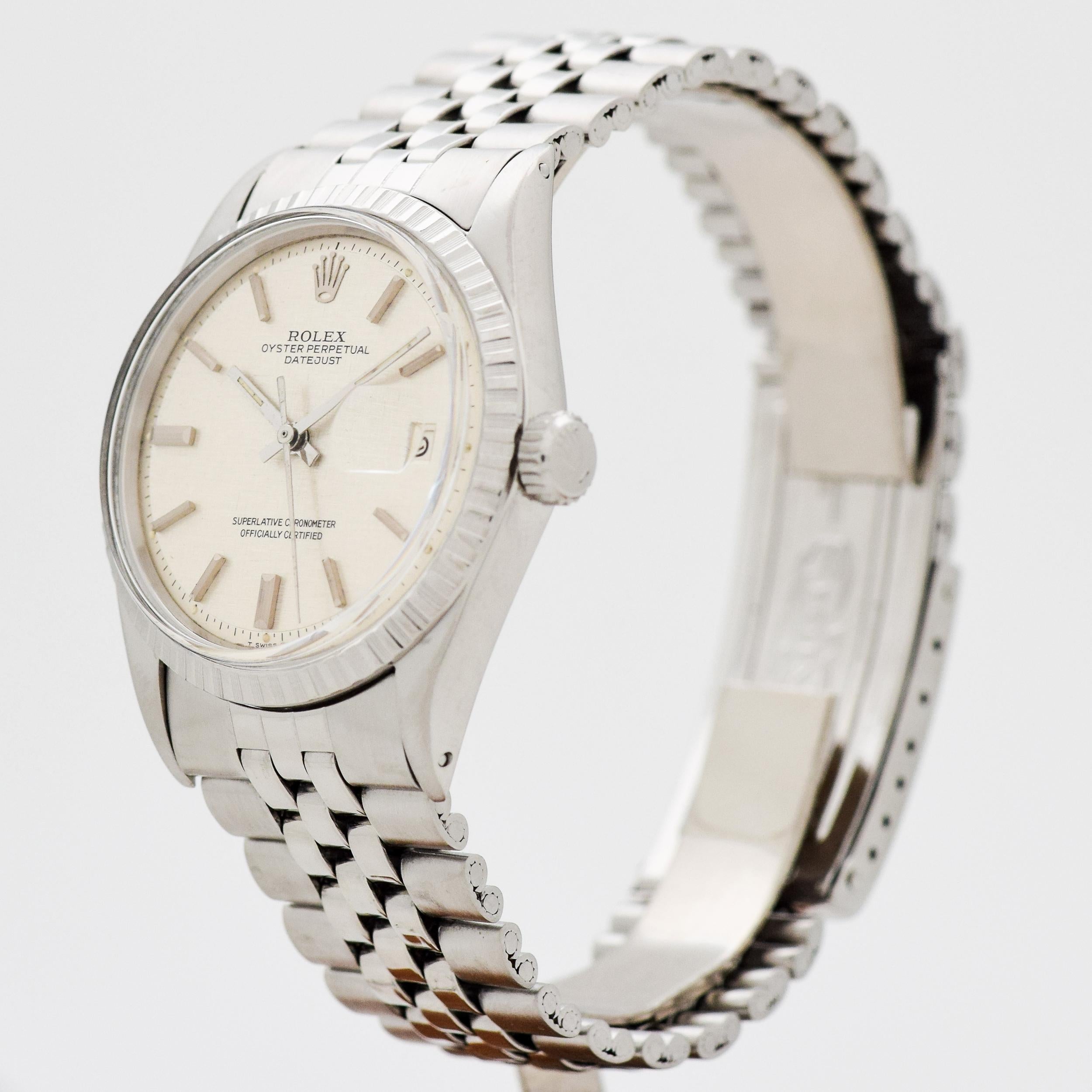 Vintage Rolex Datejust Reference 1601 Linen Dial, 1972 In Excellent Condition In Beverly Hills, CA