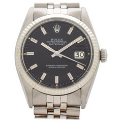 Vintage Rolex Datejust Reference 1601 Watch with a Black Dial, 1977
