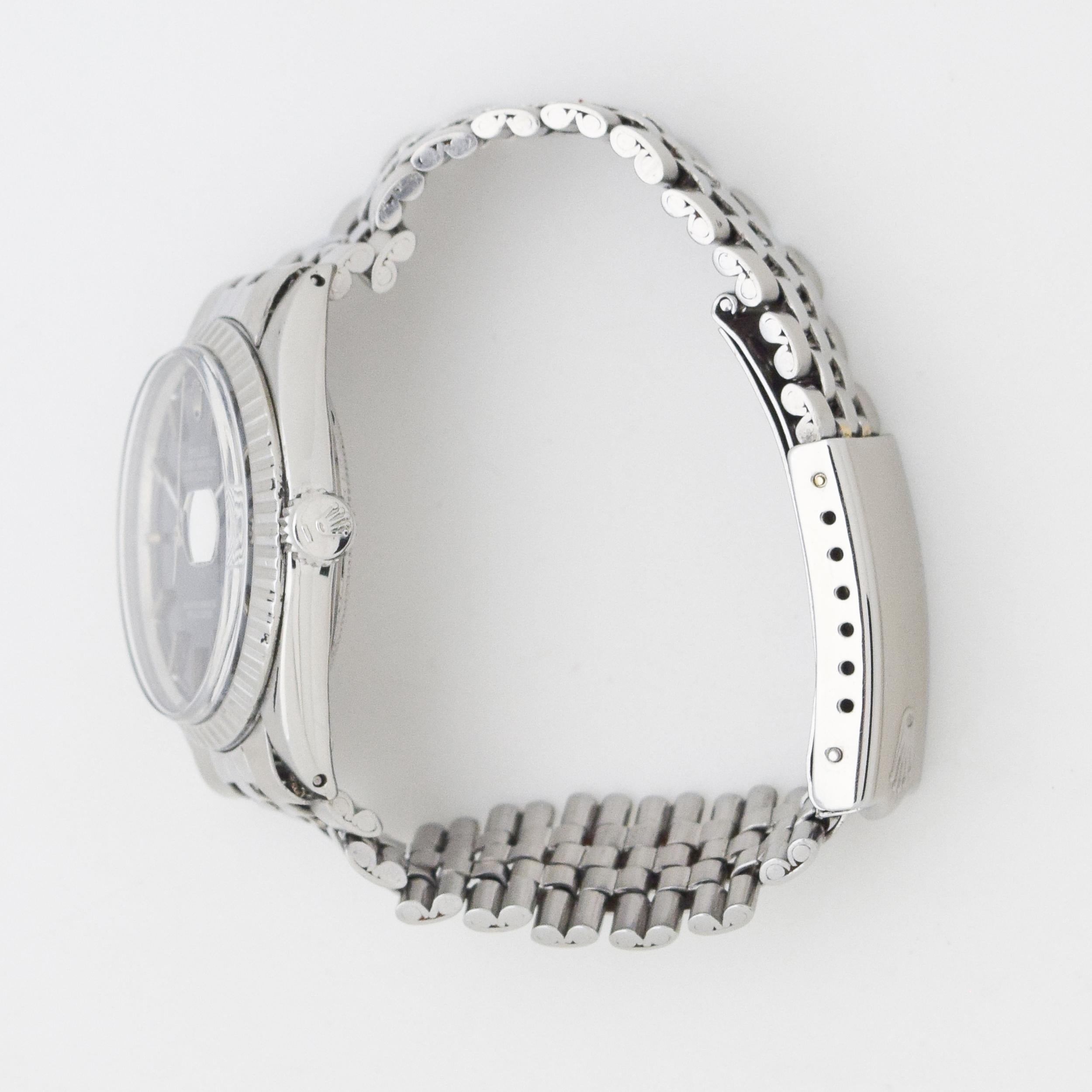 Vintage Rolex Datejust Reference 1603 Stainless Steel Watch, 1963 In Excellent Condition For Sale In Beverly Hills, CA