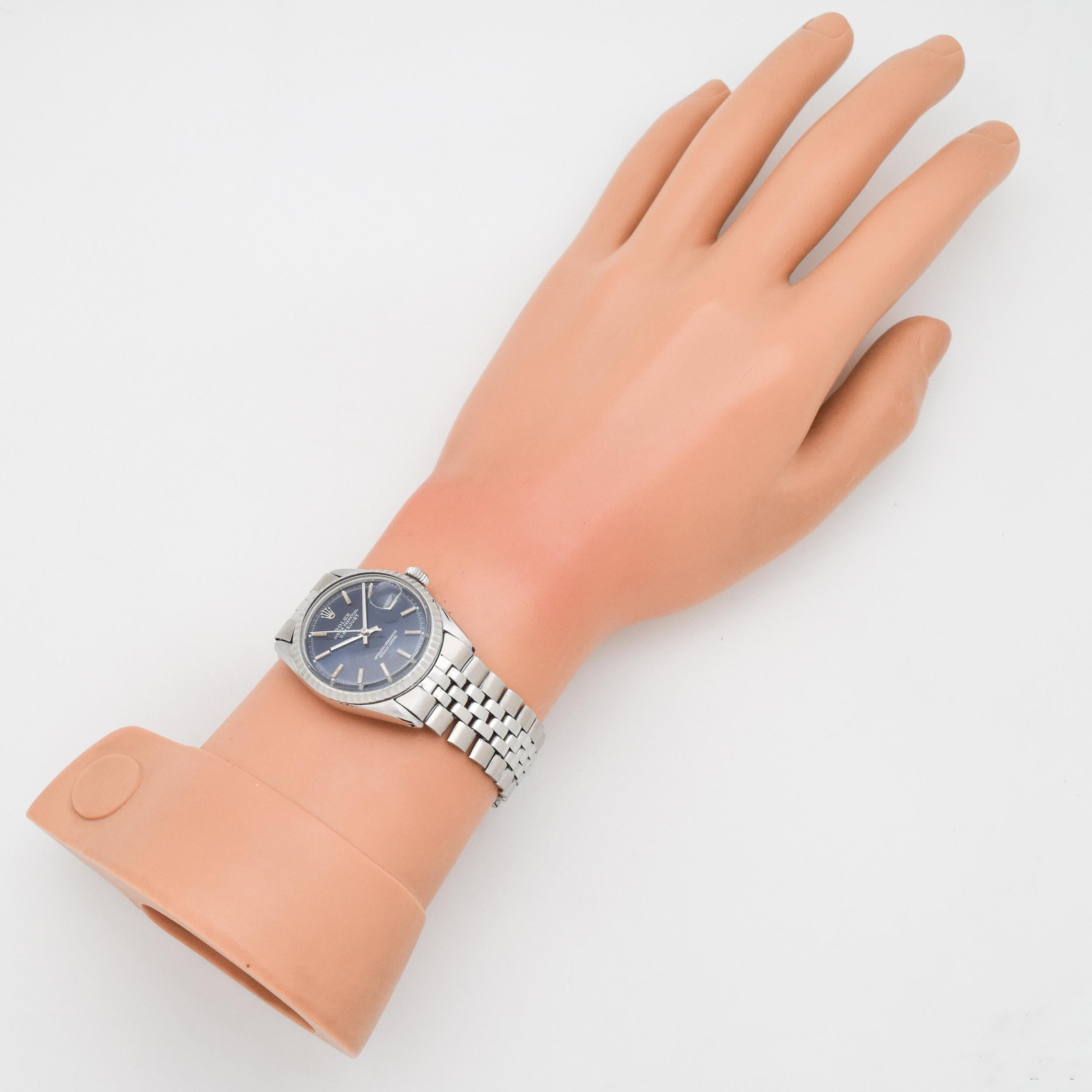 Vintage Rolex Datejust Reference 1603 Stainless Steel Watch, 1963 For Sale 1