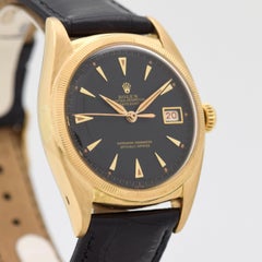 Vintage Rolex Datejust Reference 6105 Ovettone 18 Karat Yellow Gold Watch, 1952