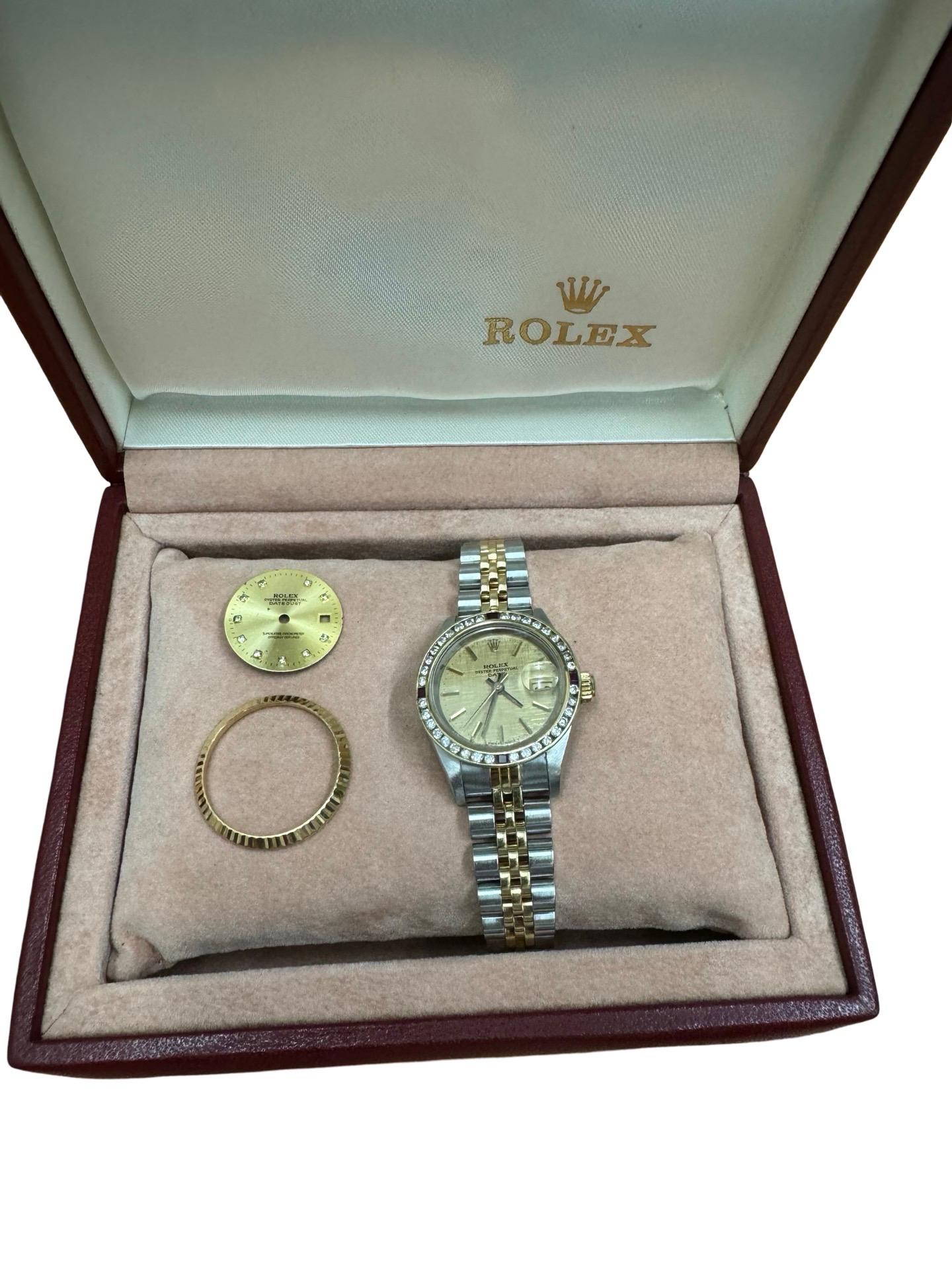 Rolex Datejust rubino con lunetta di diamanti, orologio da donna 69173 in vendita 3