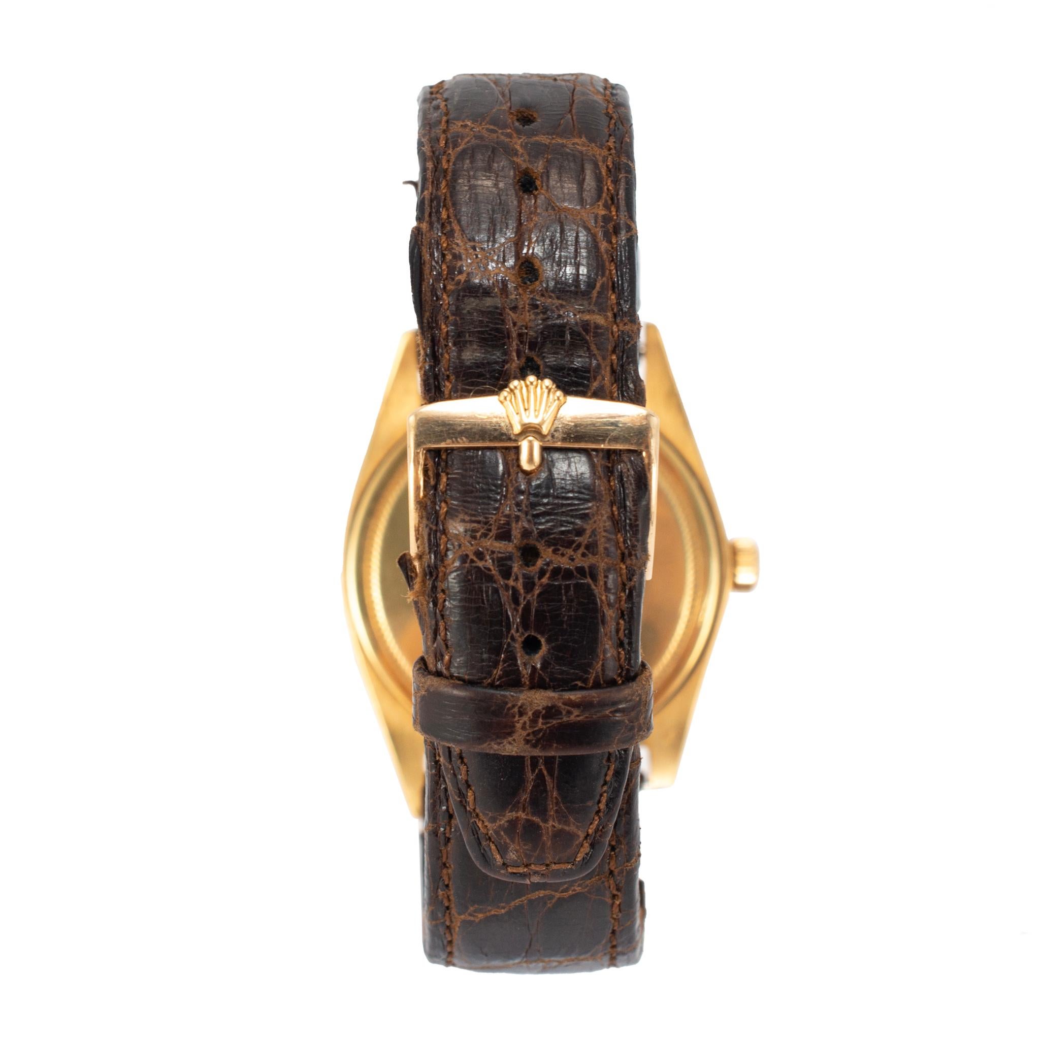 Reloj Vintage Rolex Datejust Turn-O-Graph Oyster Thunderbird 36MM 1625 Bark Gold en venta 2