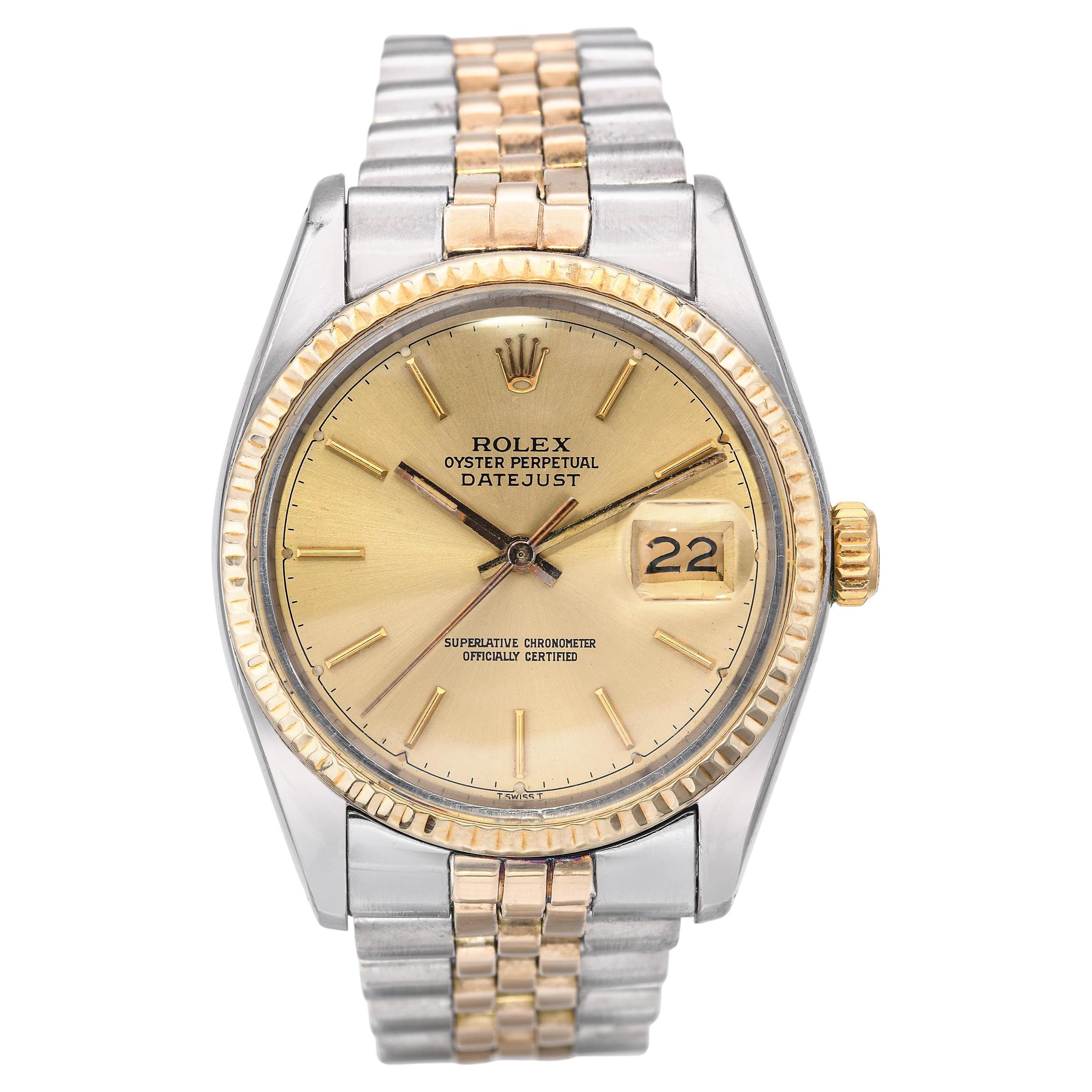 Vintage Rolex Datejust Two-Tone 14k Gold & Steel Men's Watch 16013