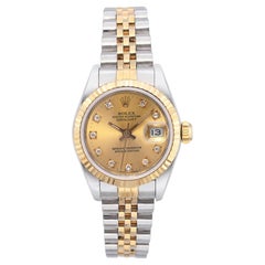 Vintage Rolex Datejust Two Tone Diamond Dial Automatic Women's Watch Ref 69173