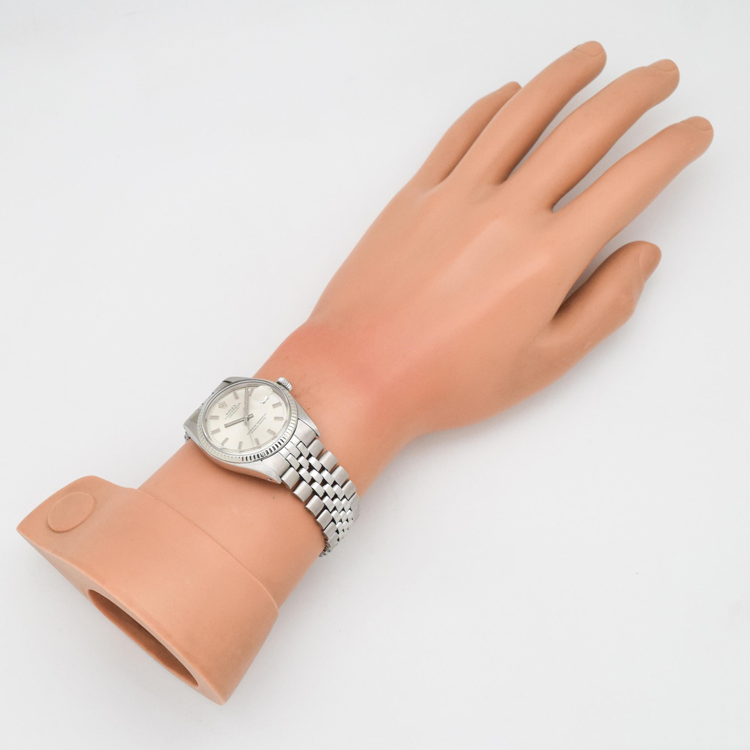 Vintage Rolex Datejust Wide Boy 14 Karat Gold and Stainless Steel Watch, 1972 For Sale 4