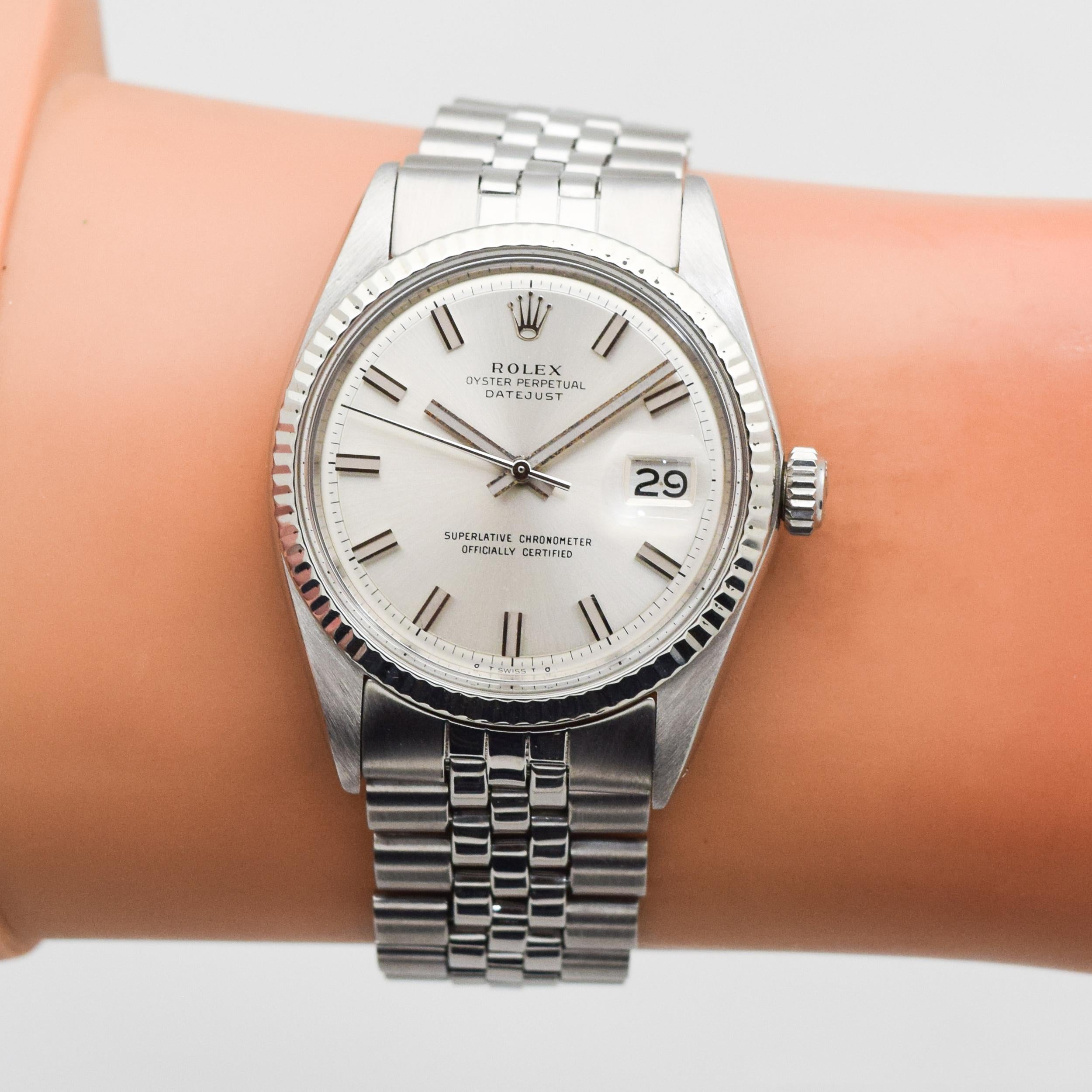 Vintage Rolex Datejust Wide Boy 14 Karat Gold and Stainless Steel Watch, 1972 For Sale 5