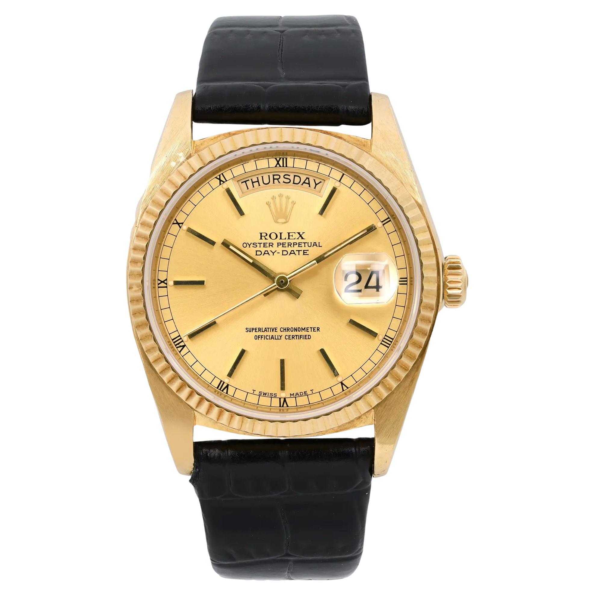 Vintage Rolex Day Date 36 18K Yellow Gold Champagne Dial Custom Watch 18038