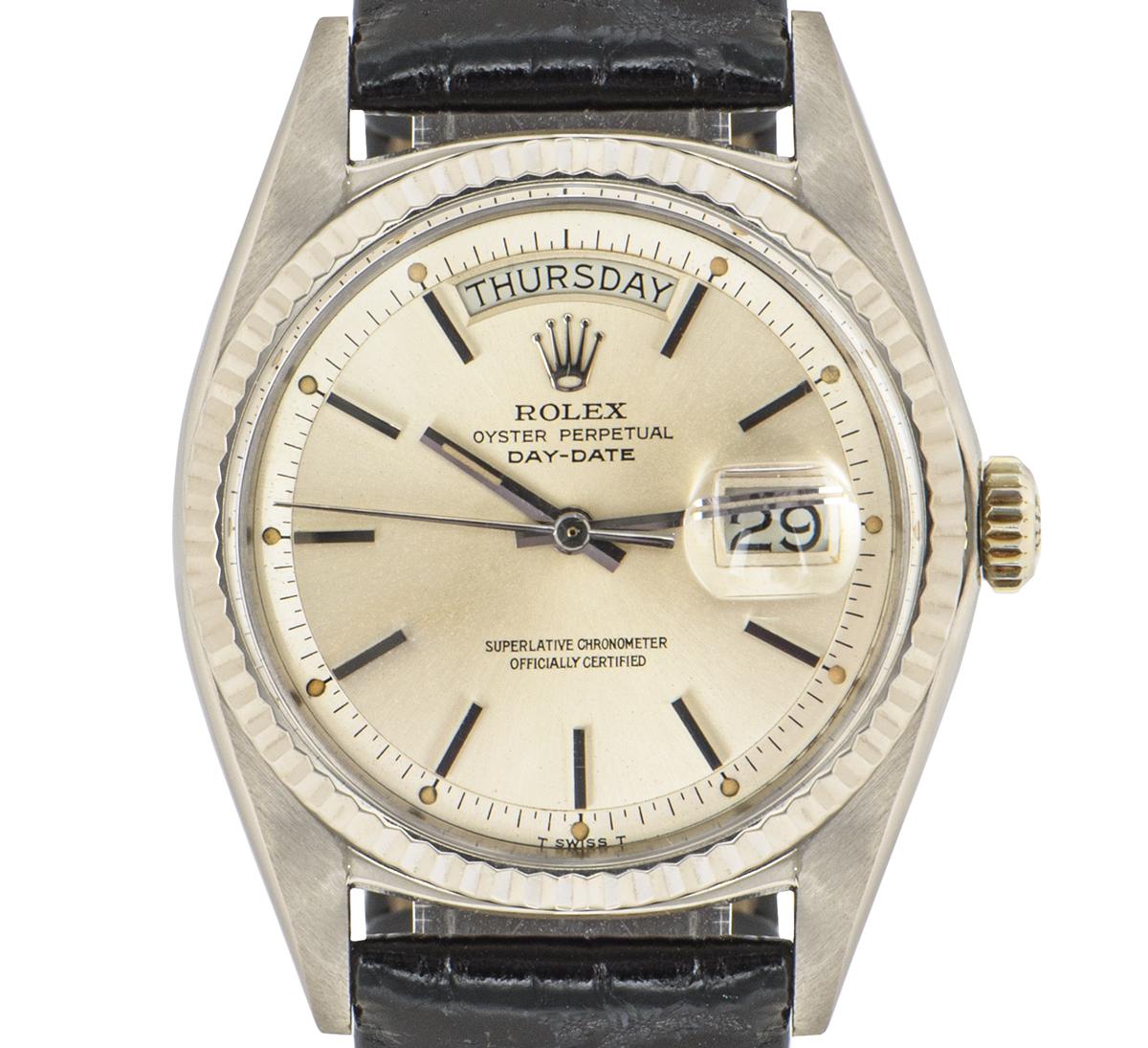 Vintage Rolex Day-Date Automatic White Gold Vintage 1803 In Excellent Condition In London, GB