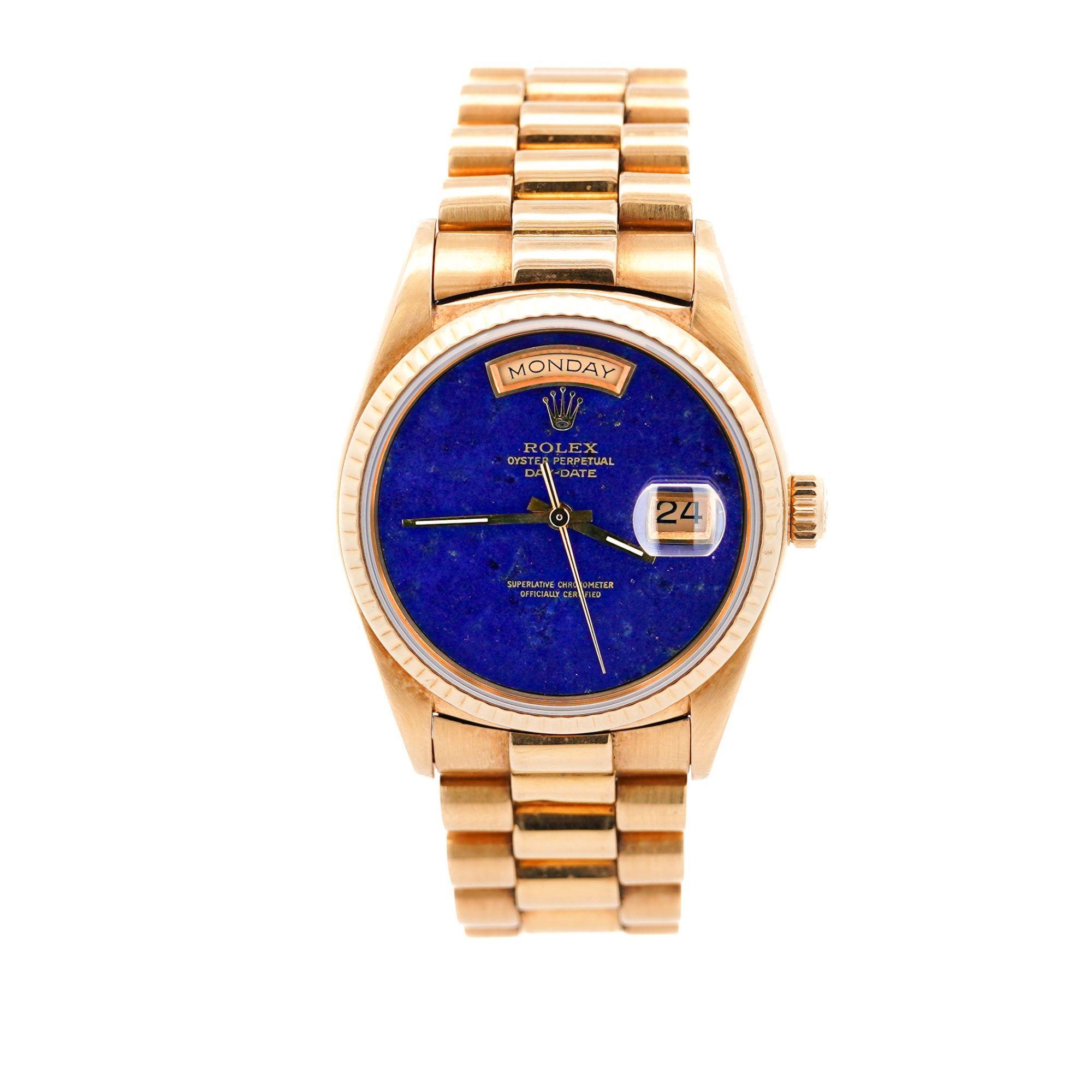 Vintage Rolex Day-Date Lapis Lazuli 18K Yellow Gold 36mm Watch 3