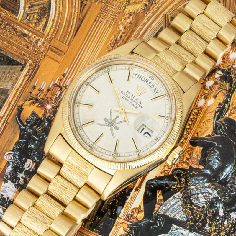 Rolex Montre vintage Day-Date Omani avec cadran et finition en liège, 1807 en vente 3