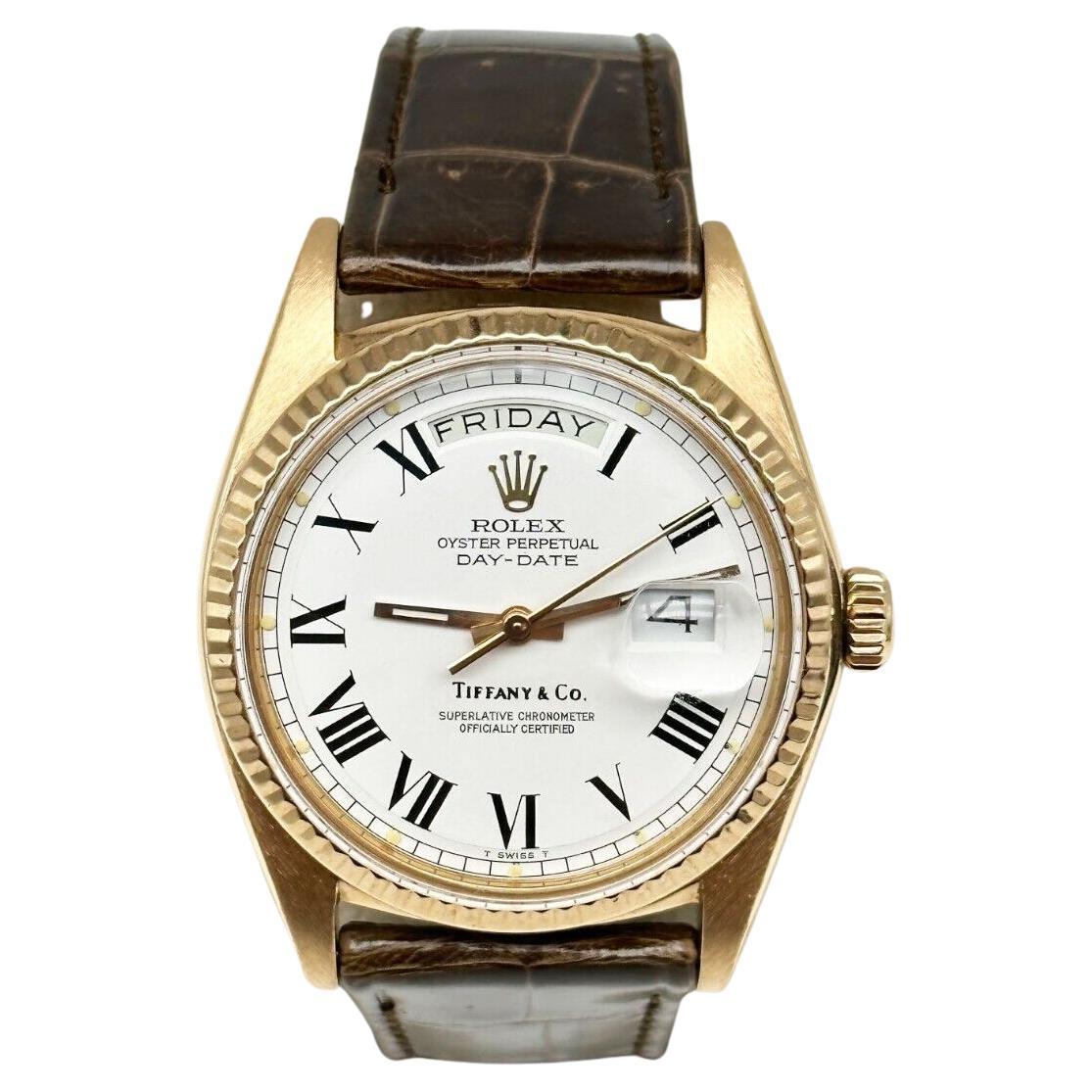 Vintage Rolex Day Date President 1803 Tiffany And Co Buckley Dial 18K Rose  Gold For Sale At 1Stdibs