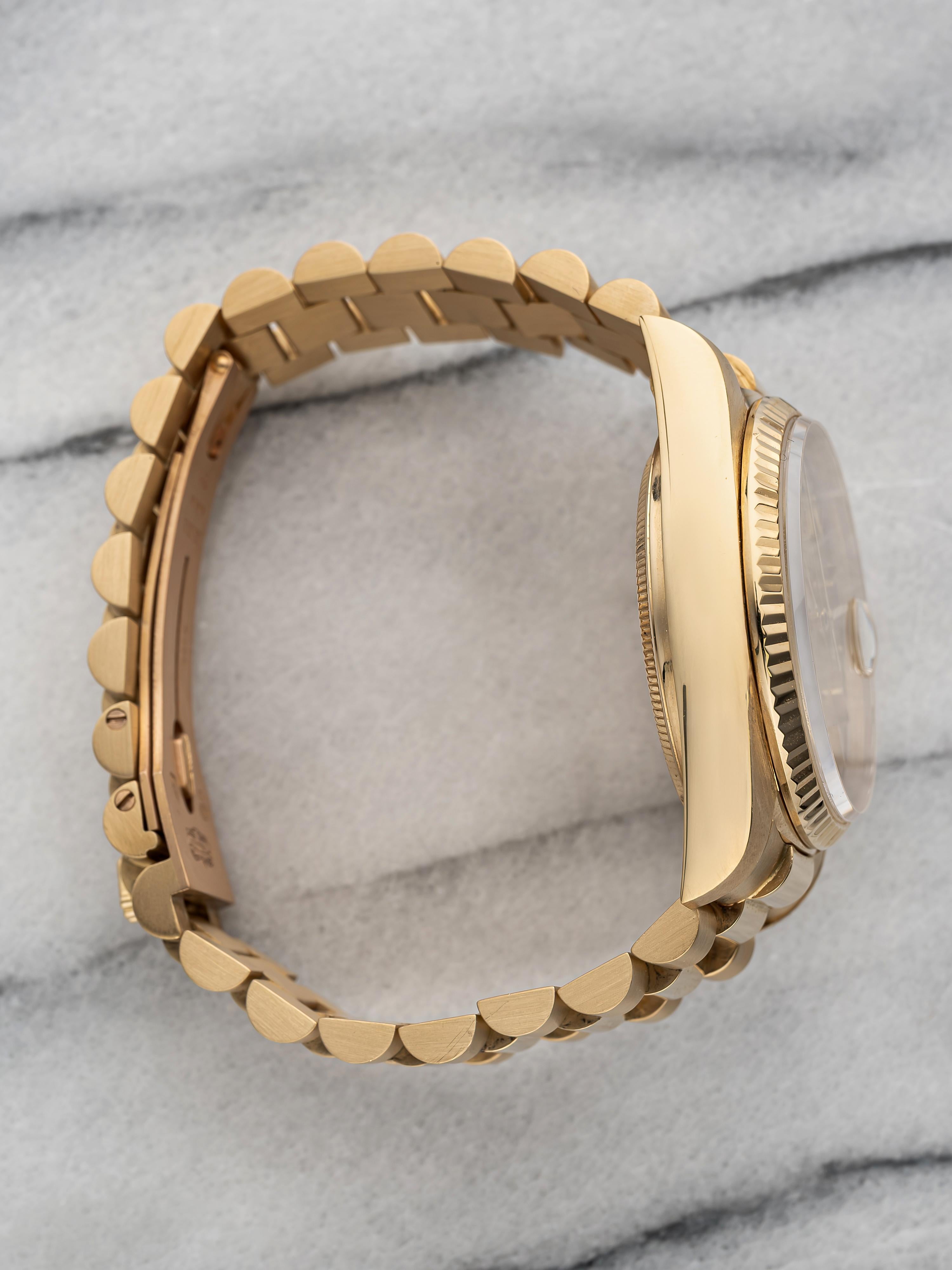 Vintage Rolex Day Date Ref 18038 80s Champagne Dial 18K Yellow Gold 36mm Case. en venta 1