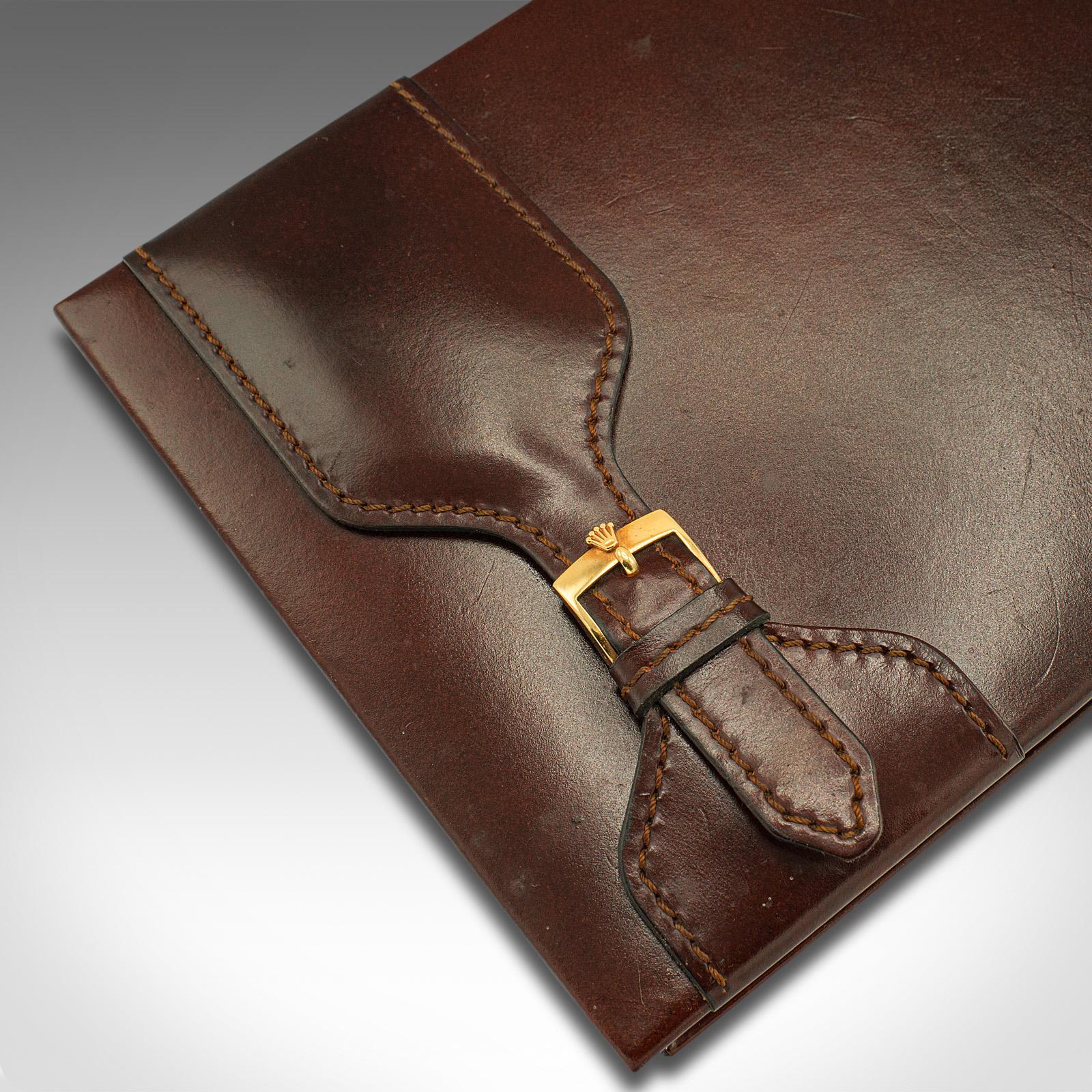 Pelle Taccuino di quotazione del rivenditore di Rolex d'epoca, svizzero, rilegato in pelle, taccuino, fine XX secolo in vendita