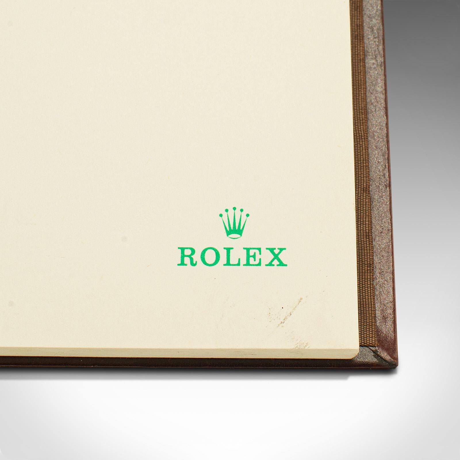 Vintage Rolex Dealer's Quote Pad, Swiss, Leather Bound, Notebook Slip, Late 20th In Good Condition For Sale In Hele, Devon, GB