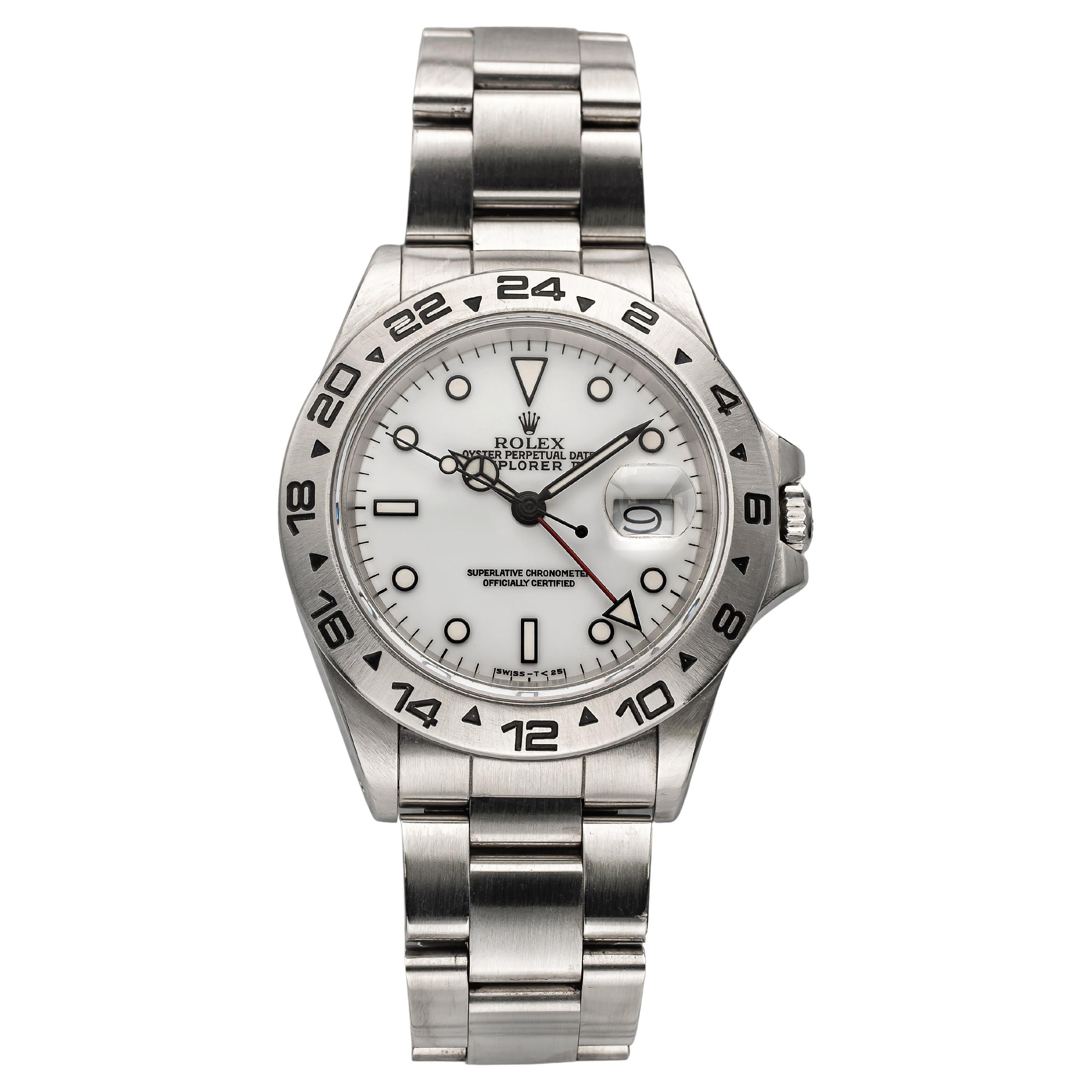 Vintage Rolex Explorer II Ref 16550 90s White Polar Dial Automatic 40mm Oyster.