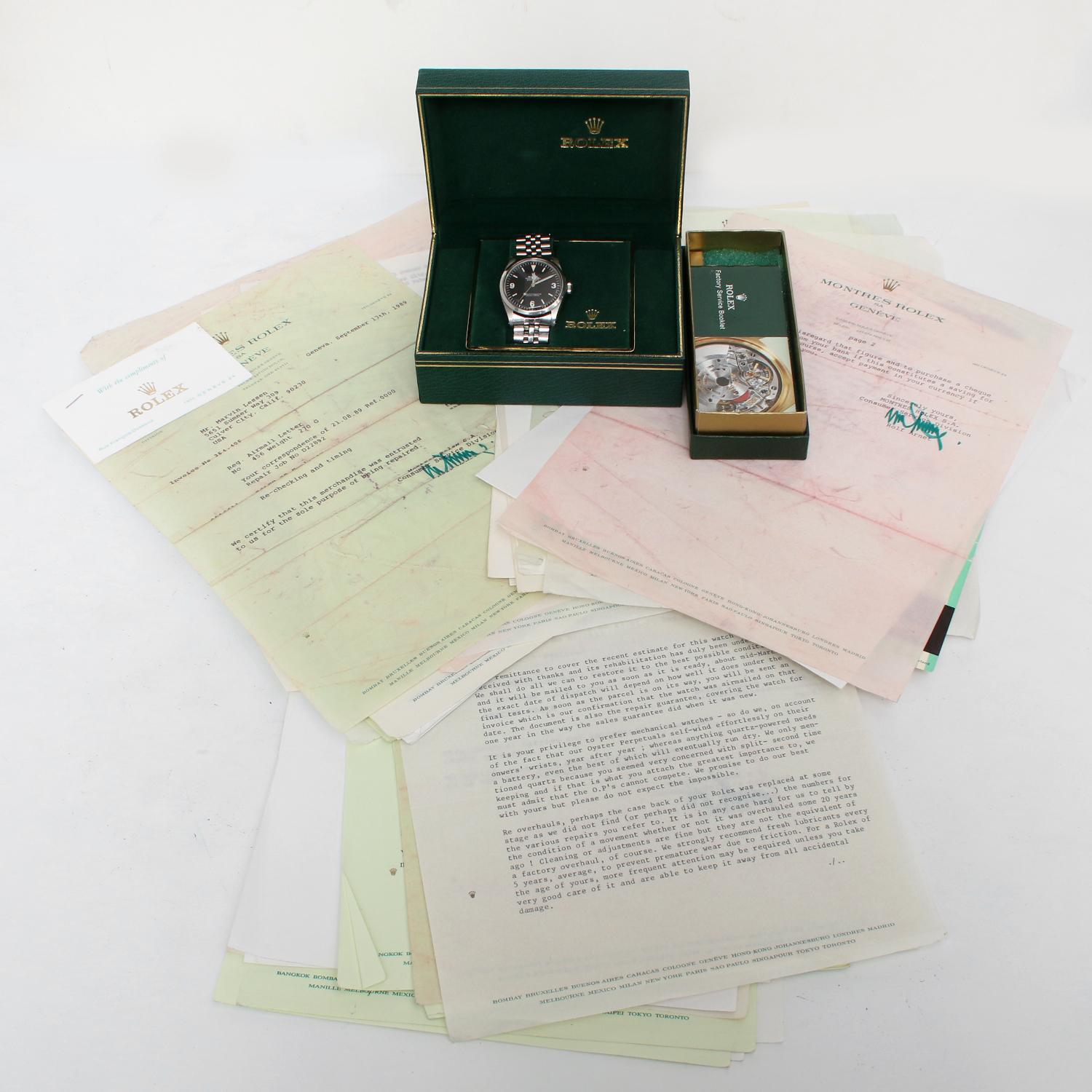Vintage Rolex Explorer Men's Steel Watch 1016 with 47 Pages of  Documentation For Sale 2