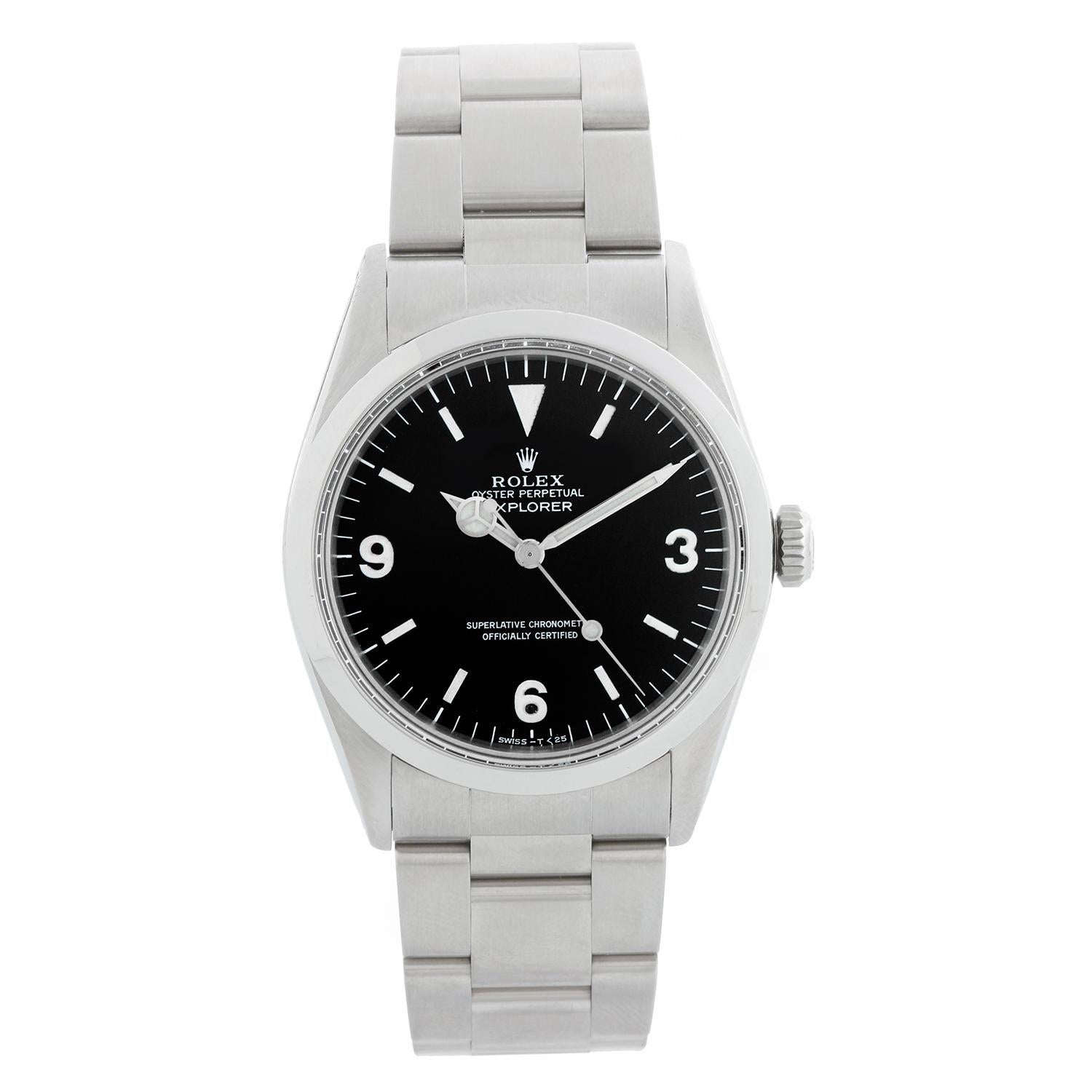 Vintage Rolex Explorer Men's Steel Watch 1016 with 47 Pages of  Documentation - Automatic winding. Stainless steel case (35 mm ). Black dial with Arabic numerals and luminous markers. Stainless steel Oyster bracelet. Pre-owned with Rolex box & Rolex