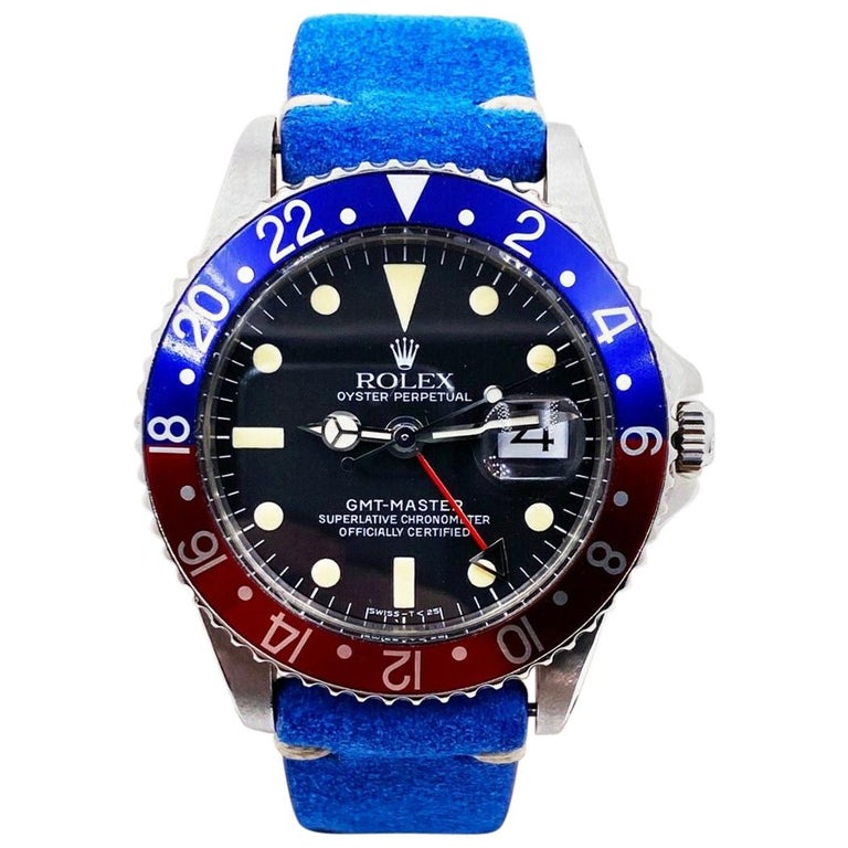 Vintage Rolex GMT Master 1675 Pepsi Red and Blue Stainless Steel, 1960 For  Sale at 1stDibs