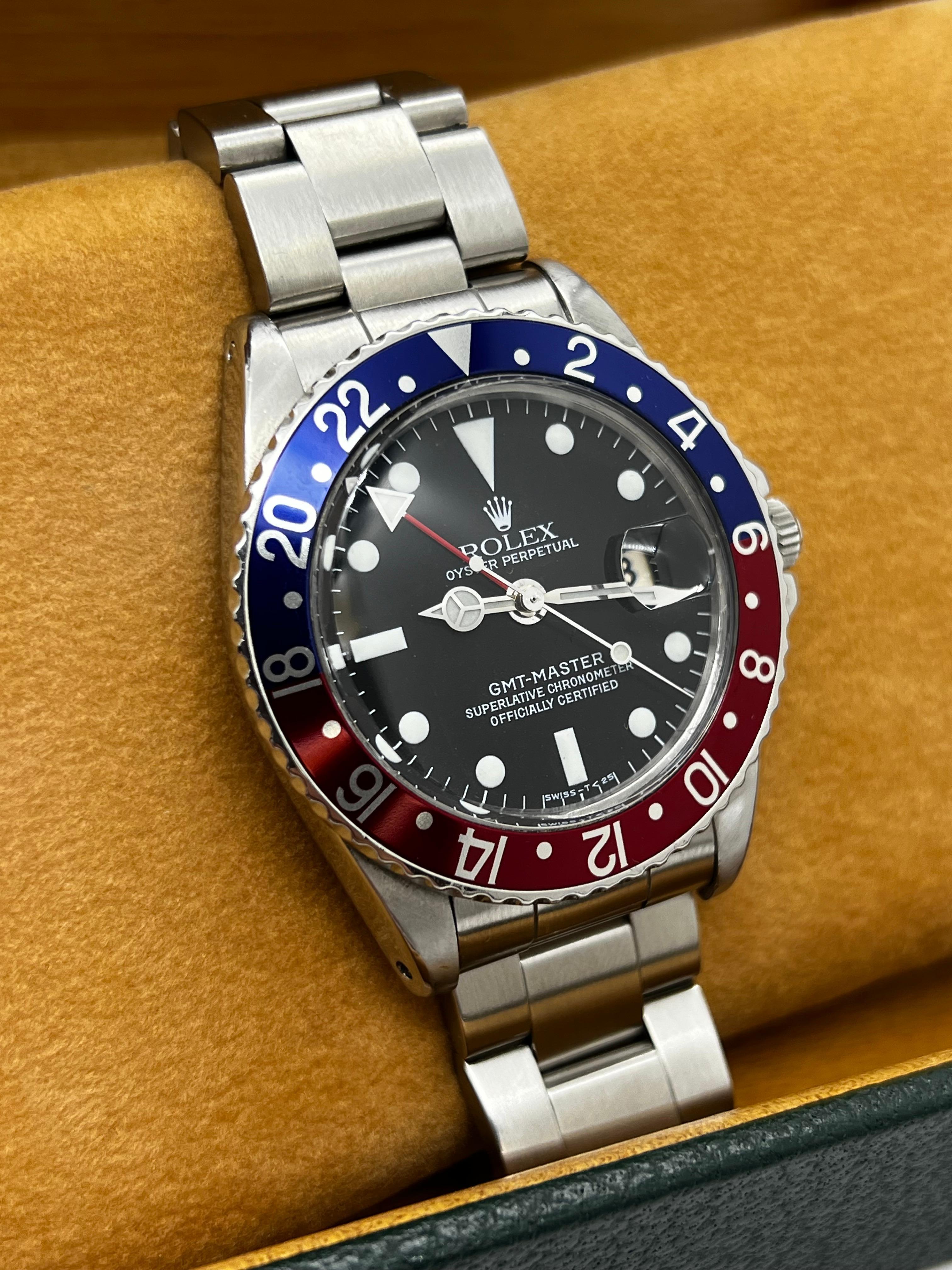 Men's Vintage Rolex GMT Master 1675 Pepsi Red and Blue Stainless Steel 40mm