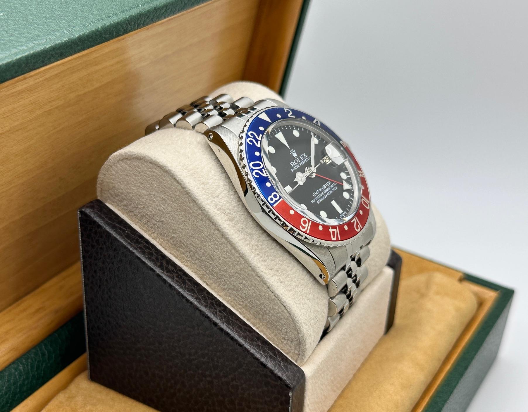 Vintage Rolex GMT Master Pepsi 1675 Blue & Red Bezel Steel Box Papers 1969 For Sale 1