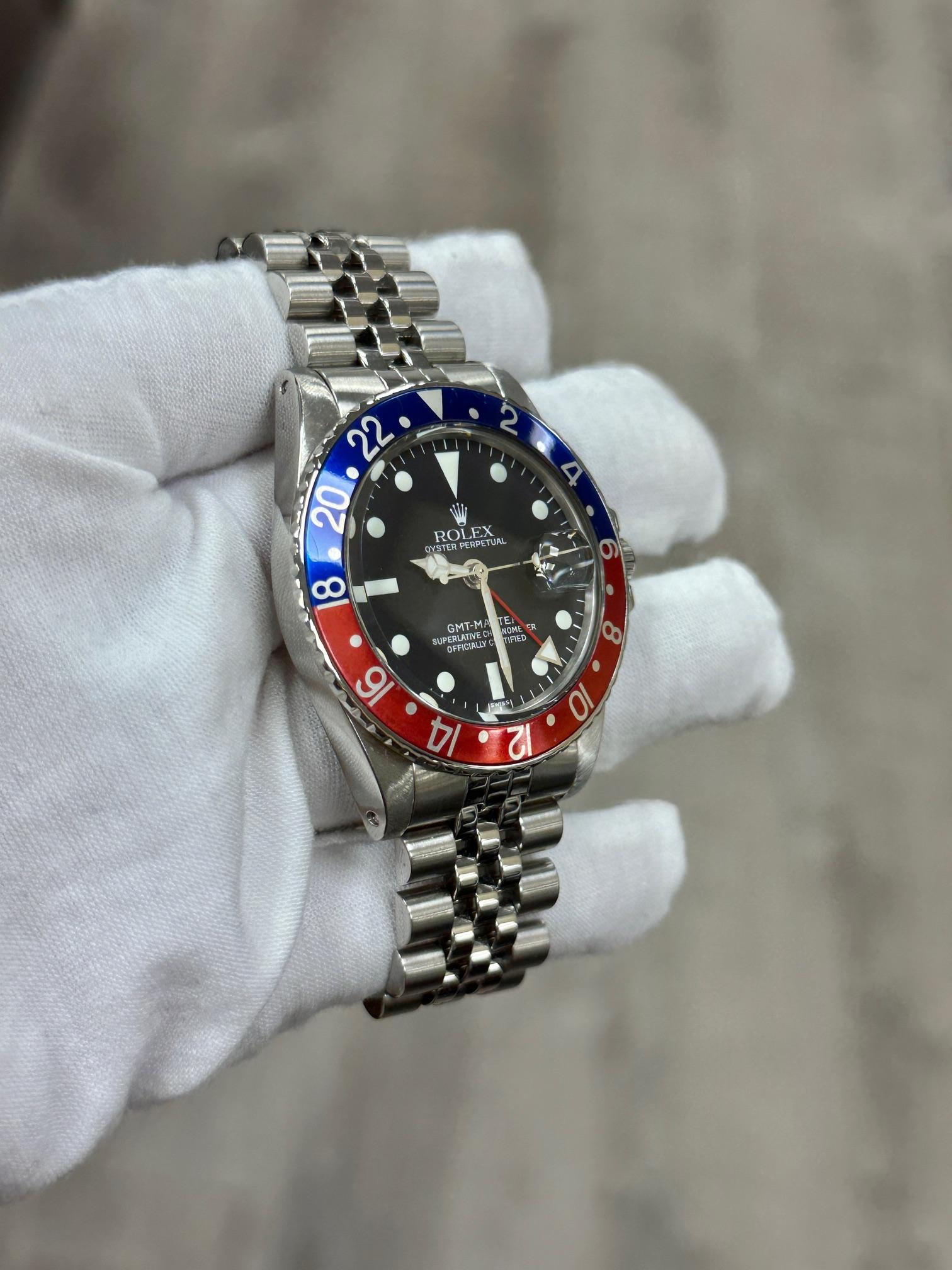 Vintage Rolex GMT Master Pepsi 1675 Blue & Red Bezel Steel Box Papers 1969 For Sale 5