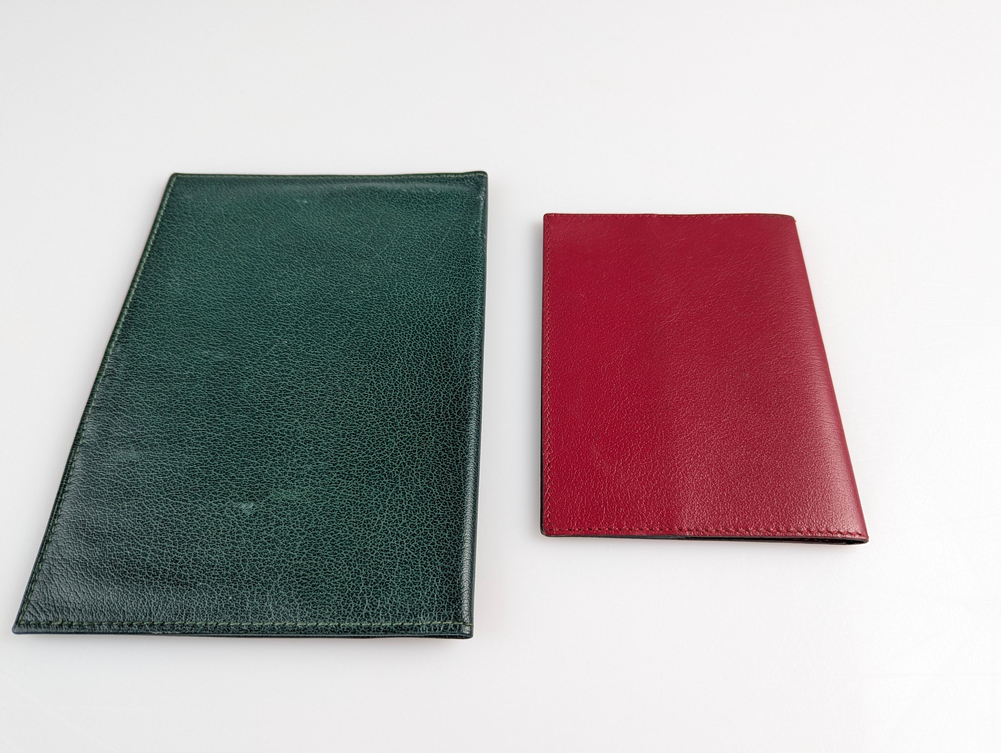 Rolex Portefeuille et passeport vintage en cuir vert et rouge en vente 2