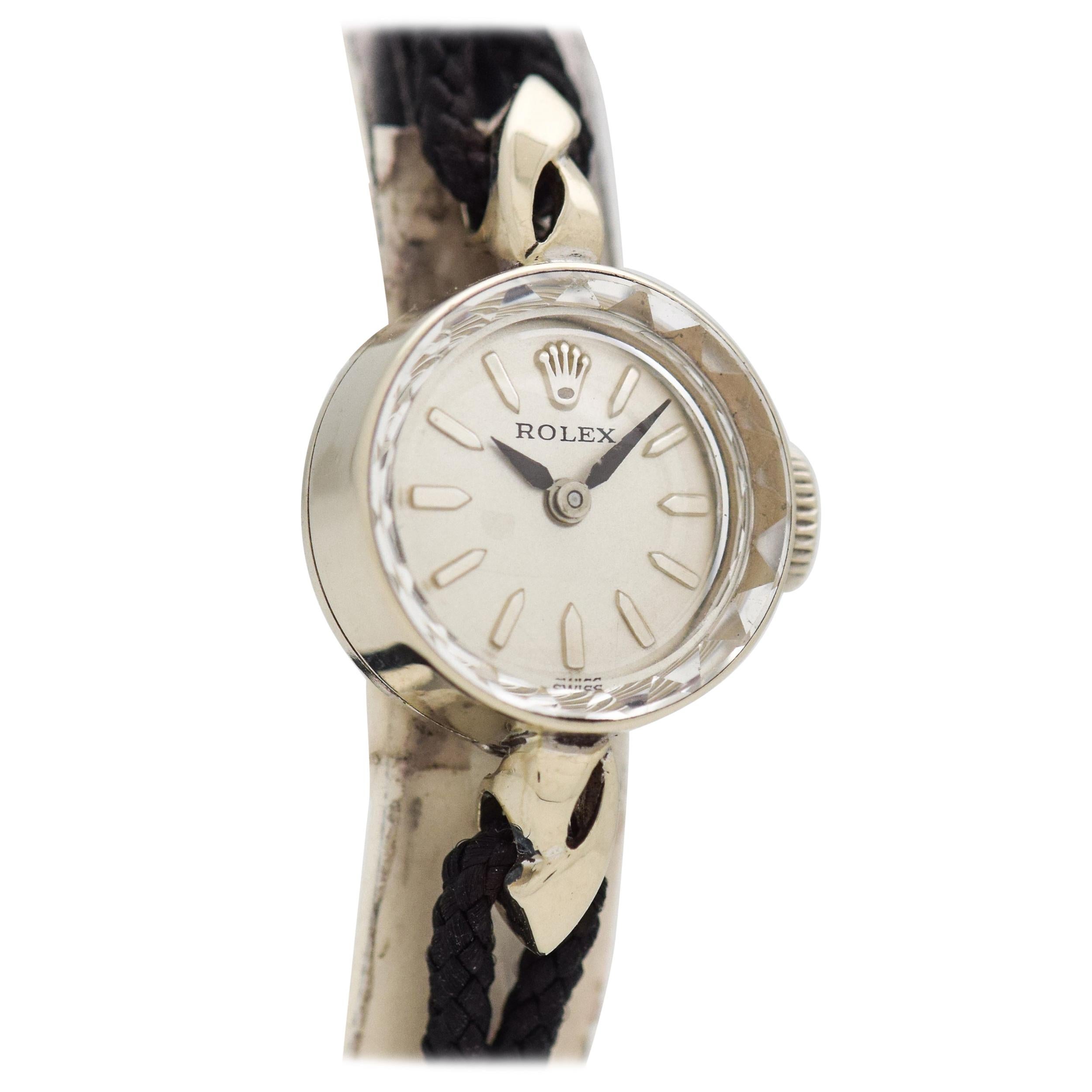 Vintage Rolex Ladies 14 Karat White Gold Watch, 1960s For Sale