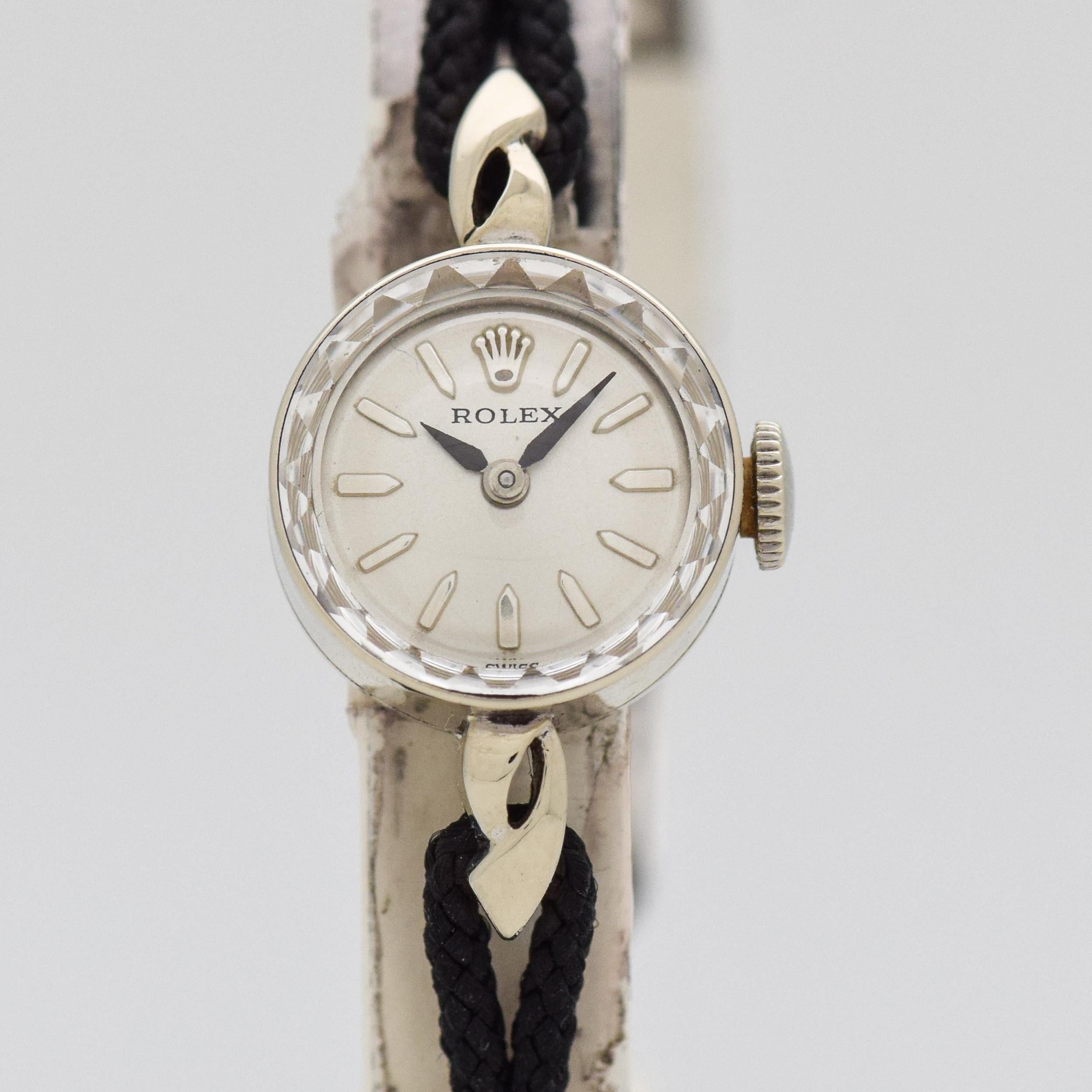 Vintage Rolex Ladies 14 Karat White Gold Watch, 1960s For Sale 2