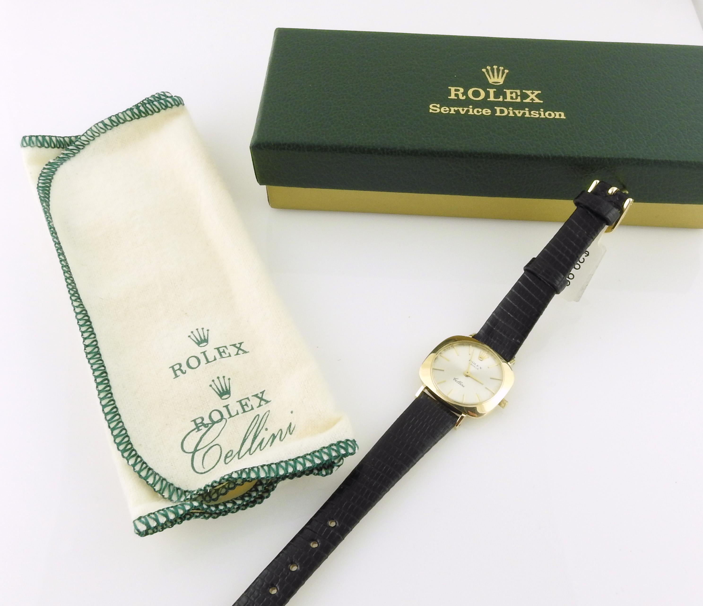 Vintage Rolex Ladies Cellini 14k Yellow Gold Watch Silver Dial 4