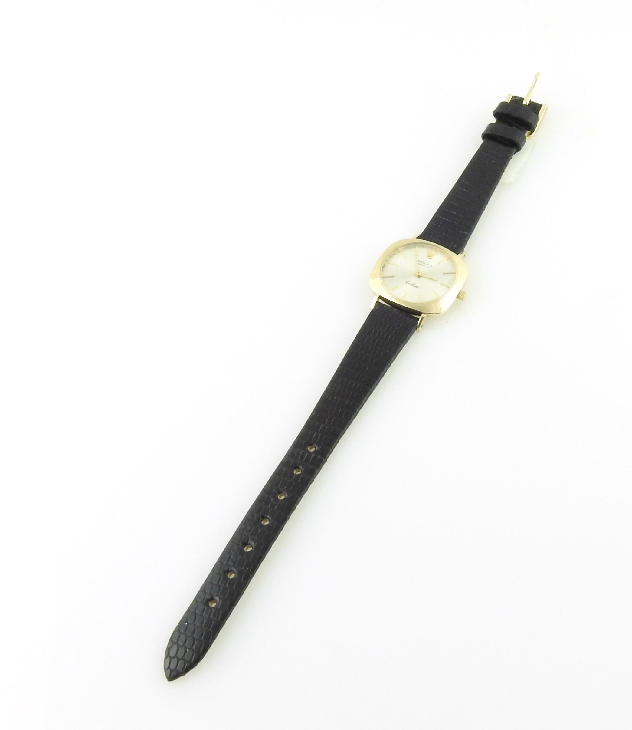 Vintage Rolex Ladies Cellini 14k Yellow Gold Watch Silver Dial In Good Condition In Washington Depot, CT