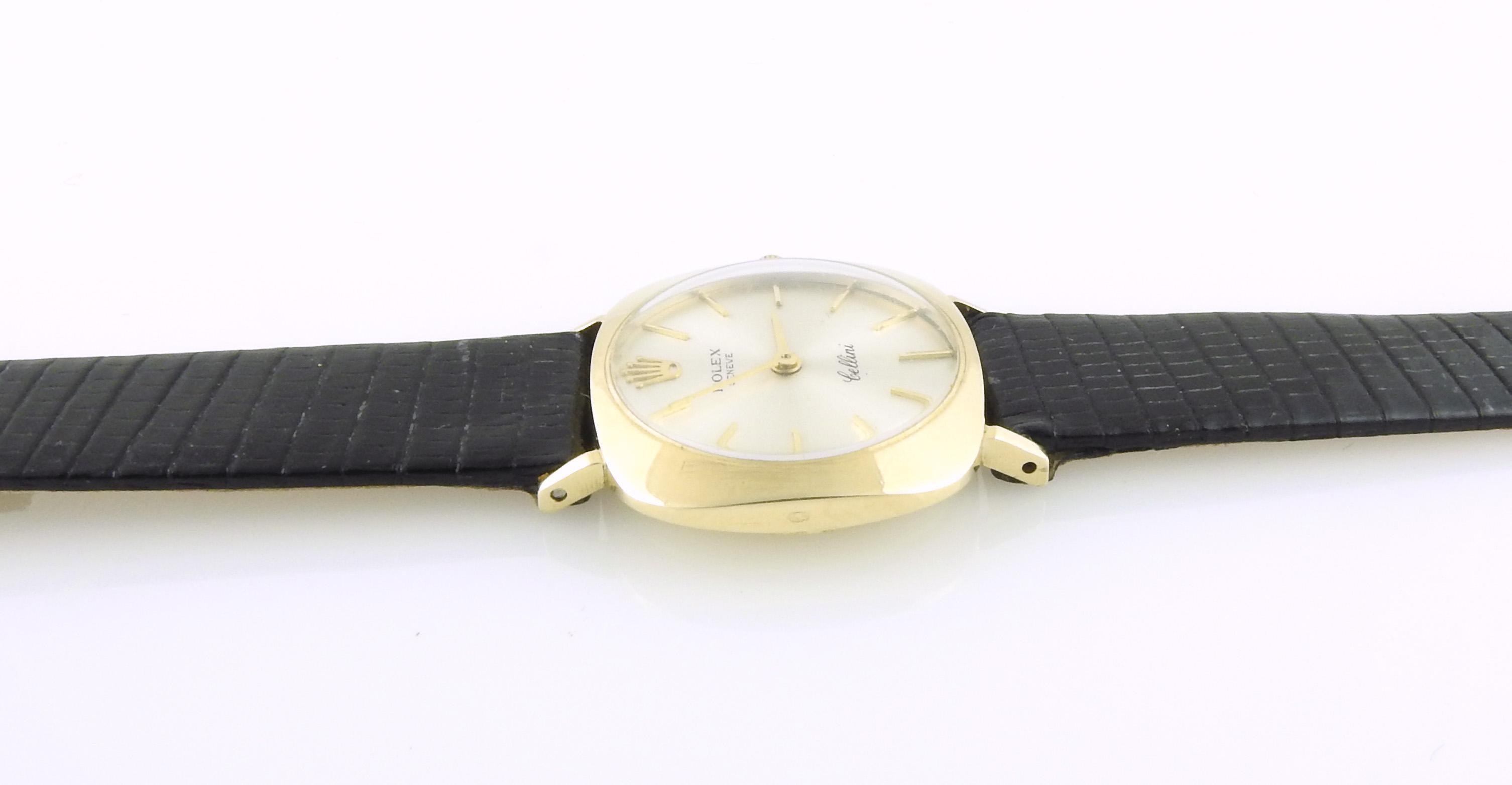 Vintage Rolex Ladies Cellini 14k Yellow Gold Watch Silver Dial 1